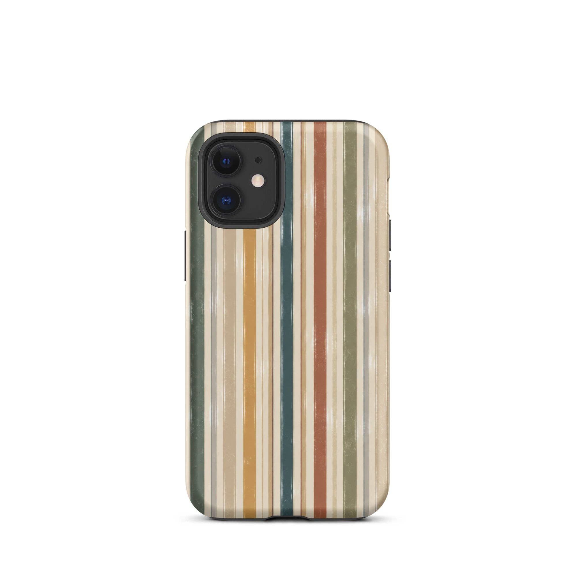 Green Tan Turquoise Stripe iPhone Case