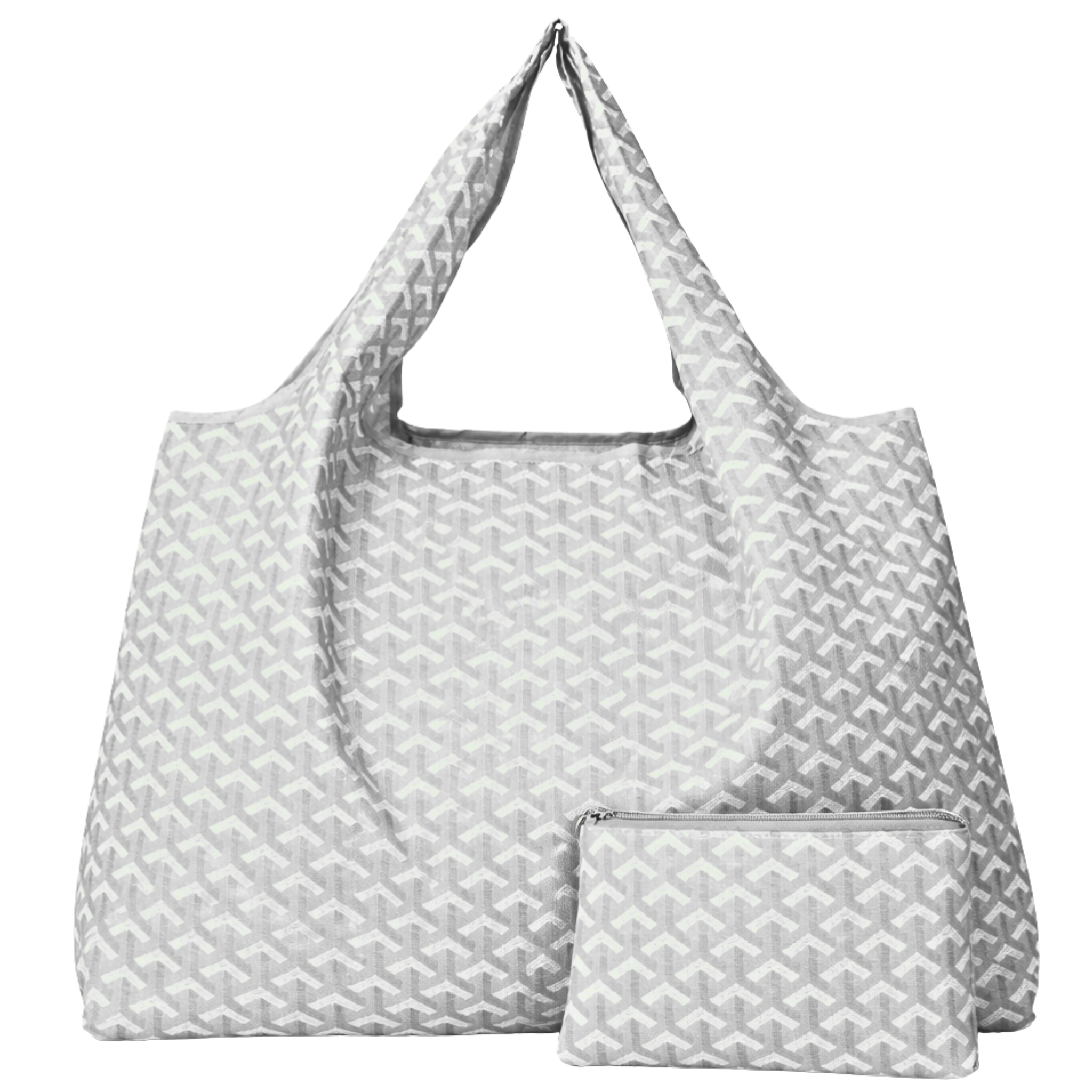 Chevron eco-friendly nylon tote bag by private label, foldable and reusable with a stylish design and compact form.