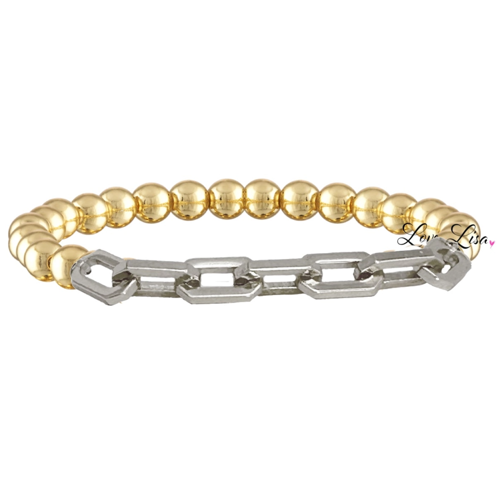 Gina sexy metal link bracelet by Love Lisa featuring interlocking links in a stylish design.