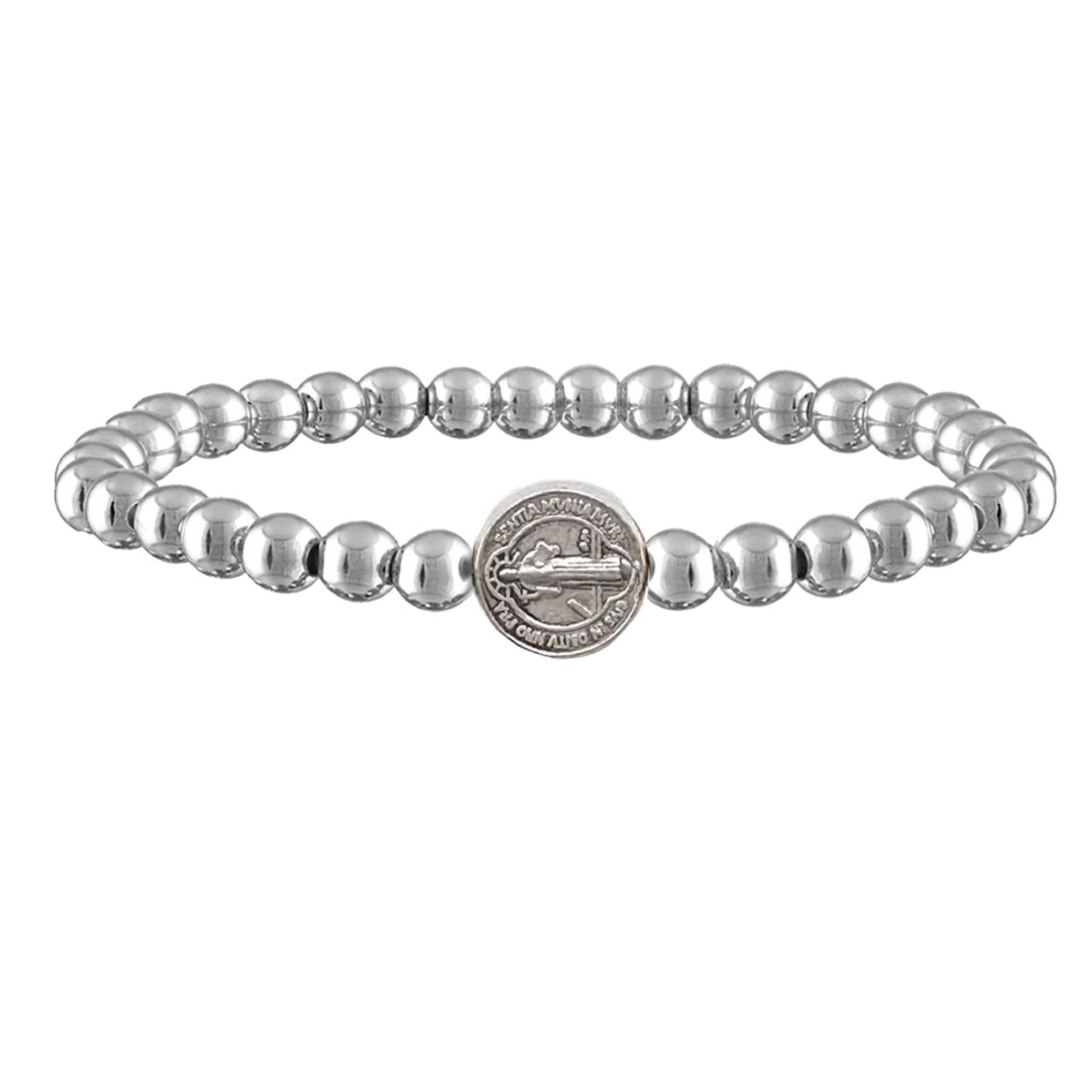 St. Benedict Catholic Saint Beaded Stretch Bracelet - Let's Bag It