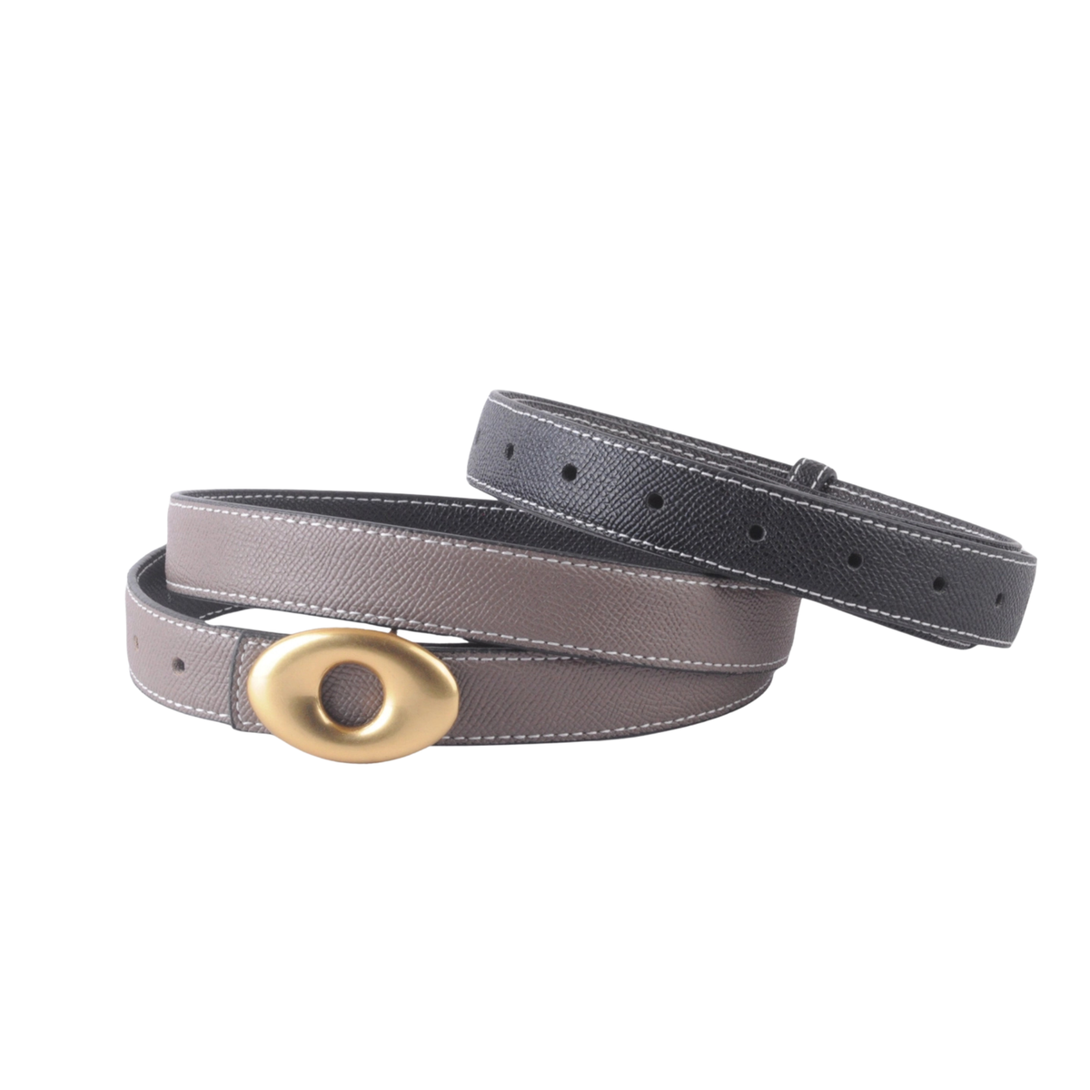 Reversible Epsom Leather Belt with Oval Buckle | 2-in-1