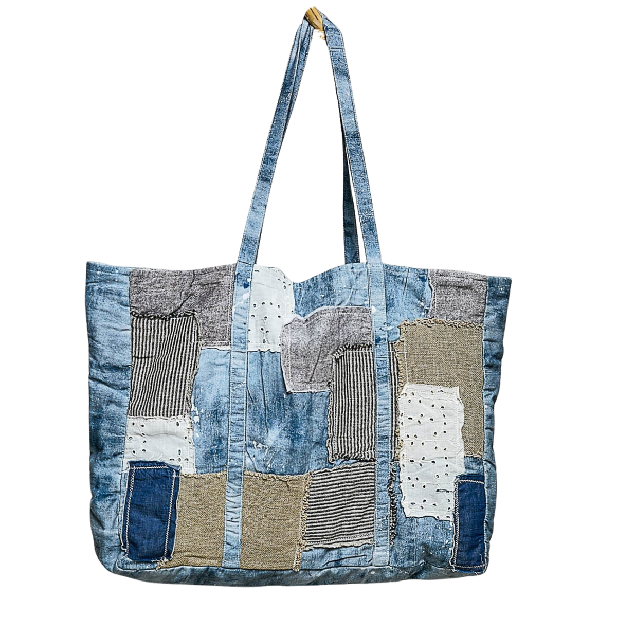 Unique Mix Patchwork Vintage Denim Casual Tote Bag