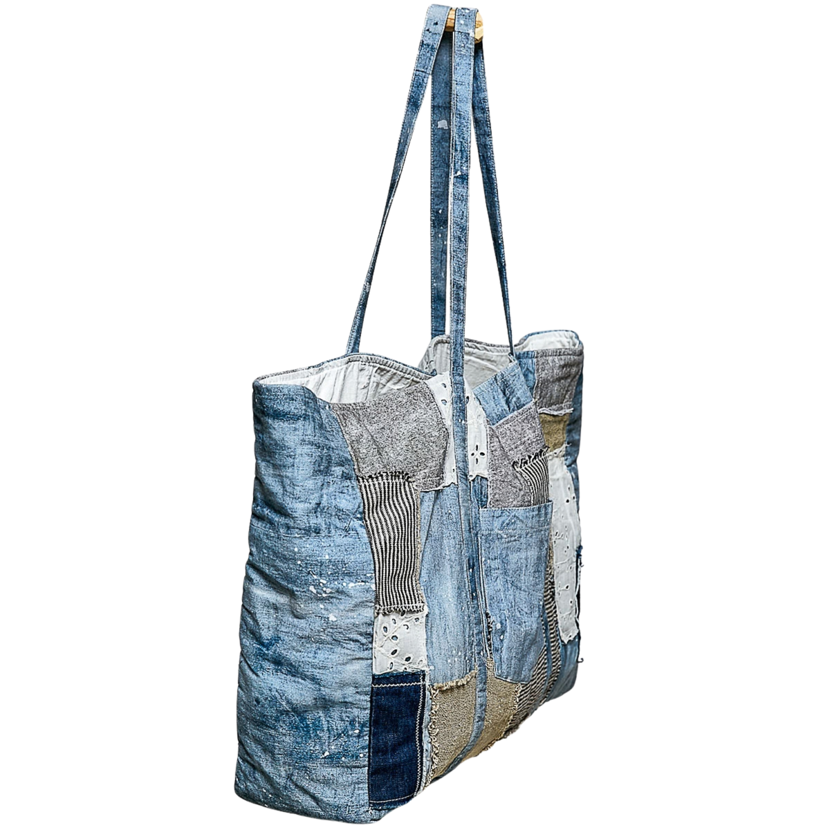 Unique Mix Patchwork Vintage Denim Casual Tote Bag
