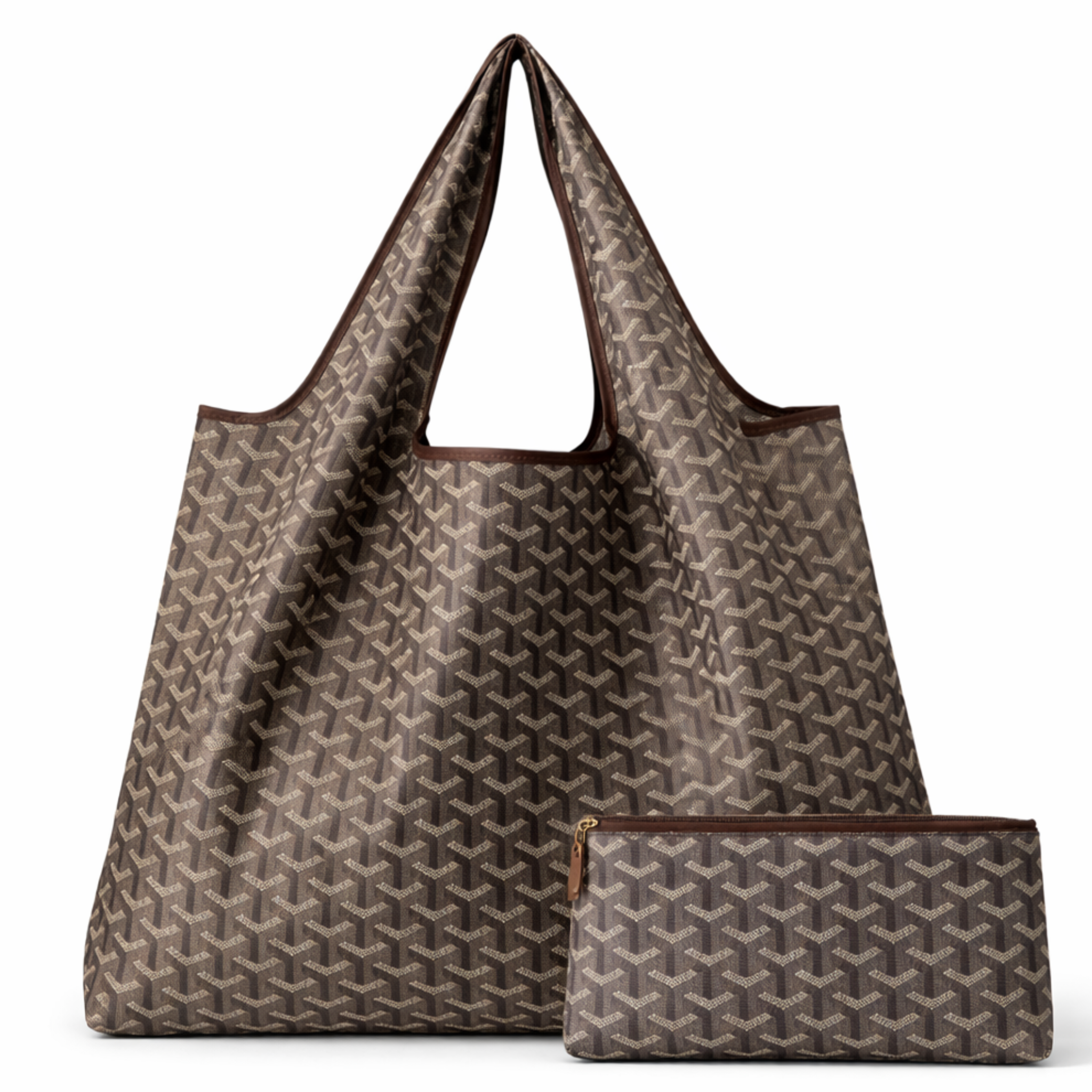 Private label chevron eco-friendly foldable nylon tote bag, reusable and compact for daily use.