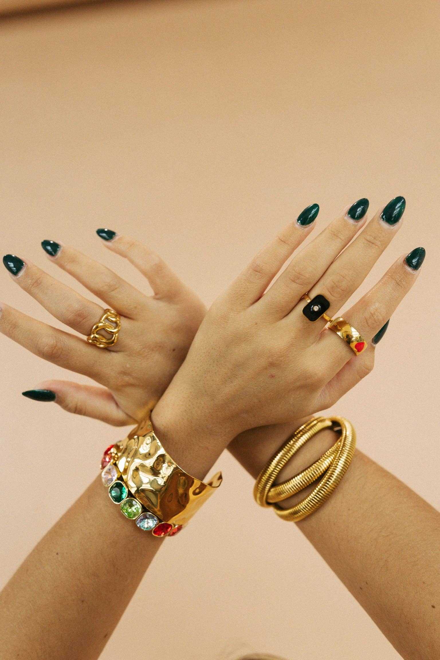 BELJOY Billie Wave gold and silver cuff bracelet with a sleek, wavy design, crafted from mixed metal for a modern look.