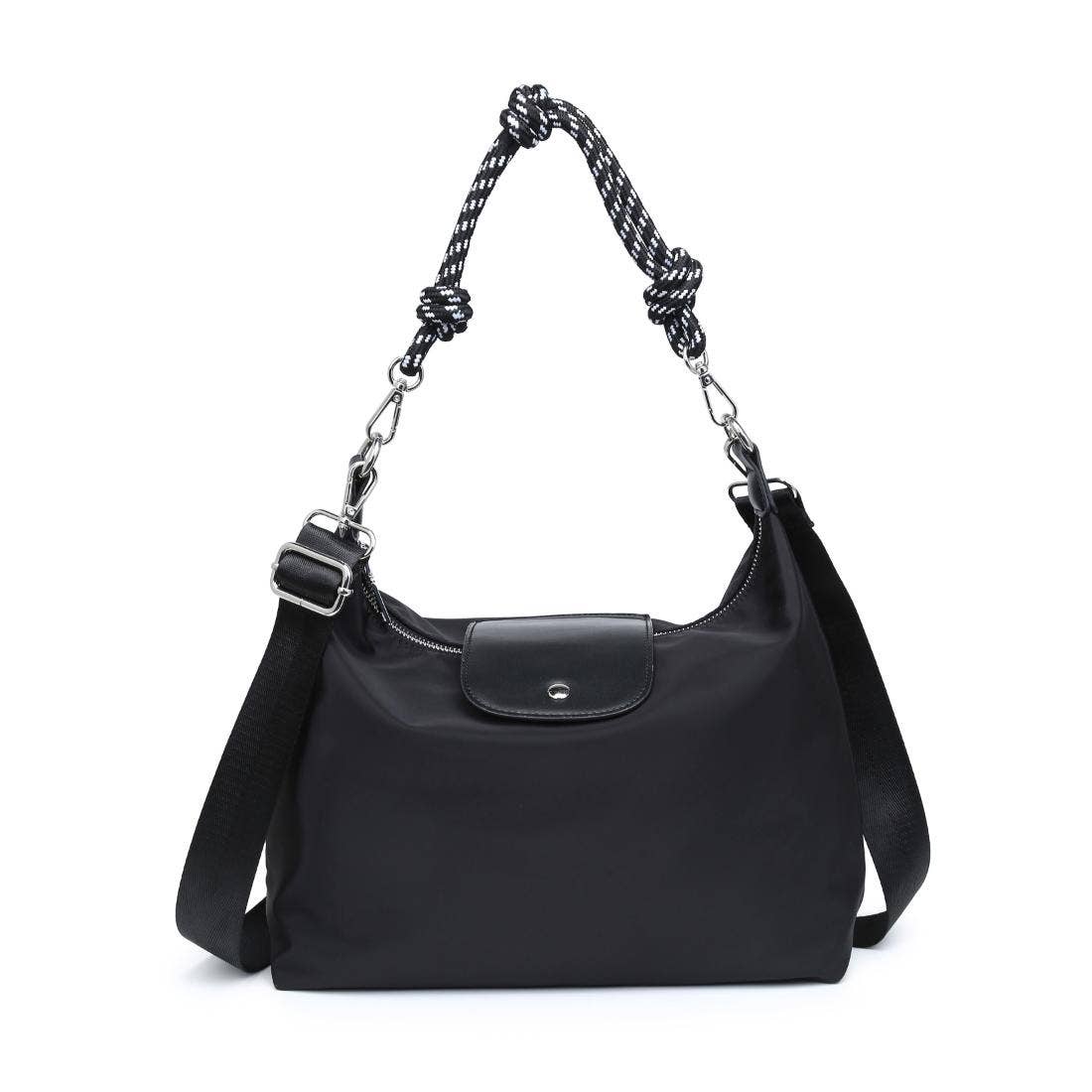 Urban Expressions Nova Hobo bag in black leather with adjustable strap and spacious interior, casual accessory for everyday use.