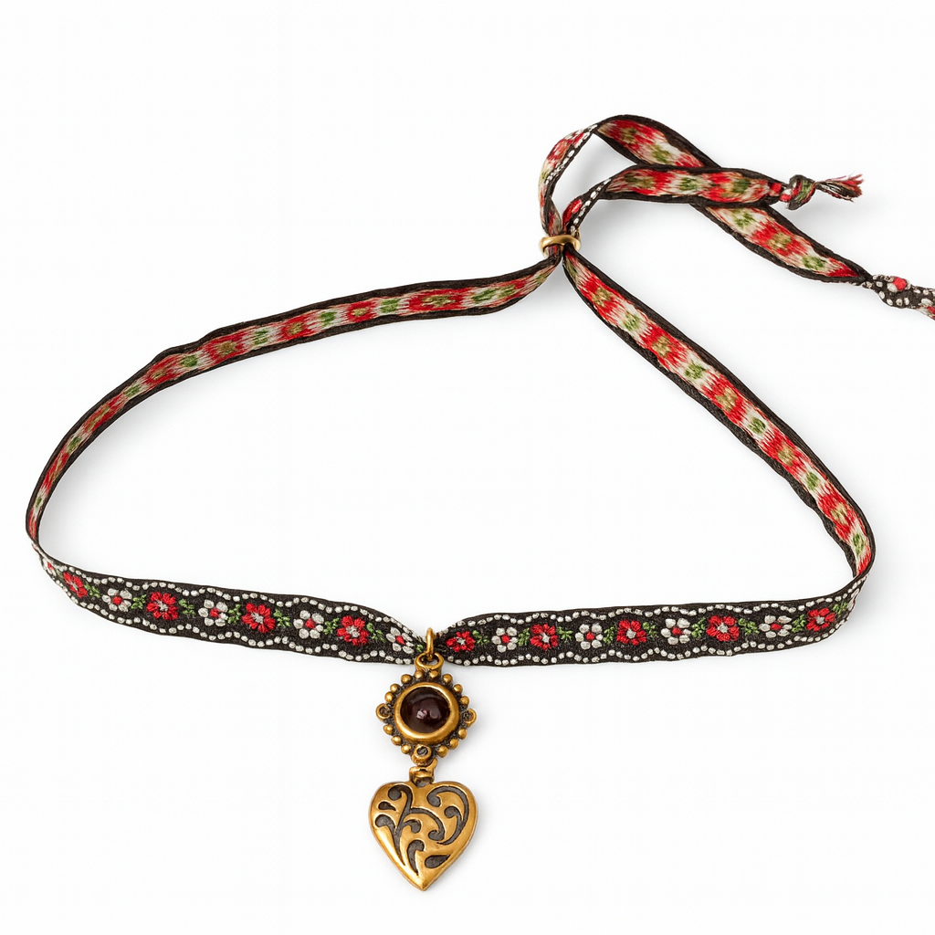 Folk Heart Vintage Repurposed Adjustable Choker