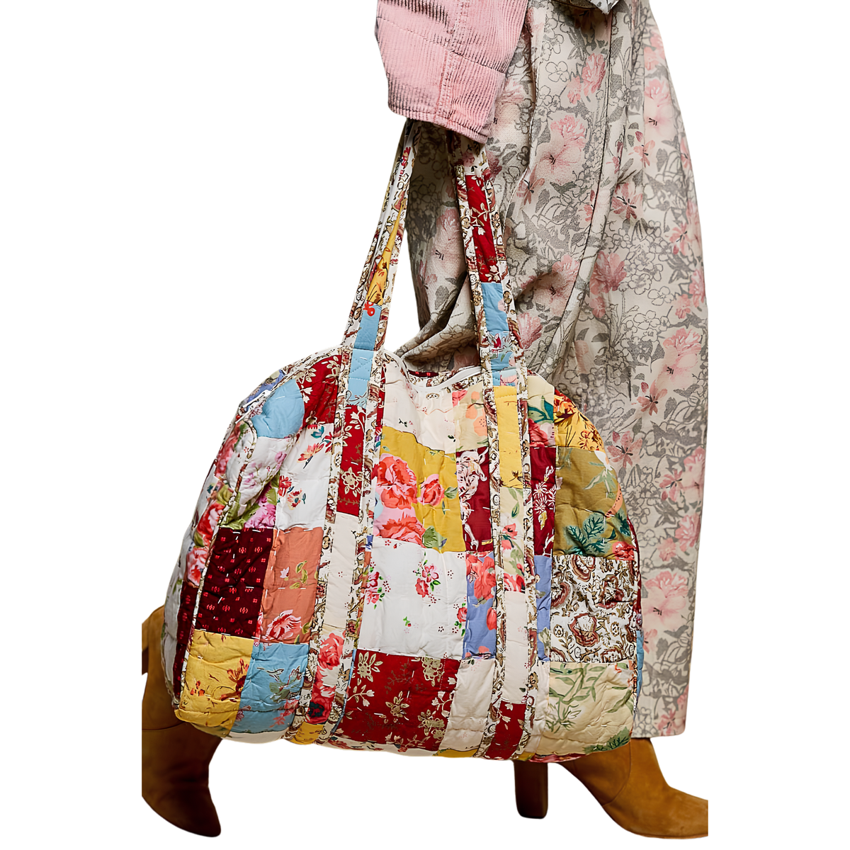 Quilted Vibrant Patchwork Vintage Crafted Weekender Bag