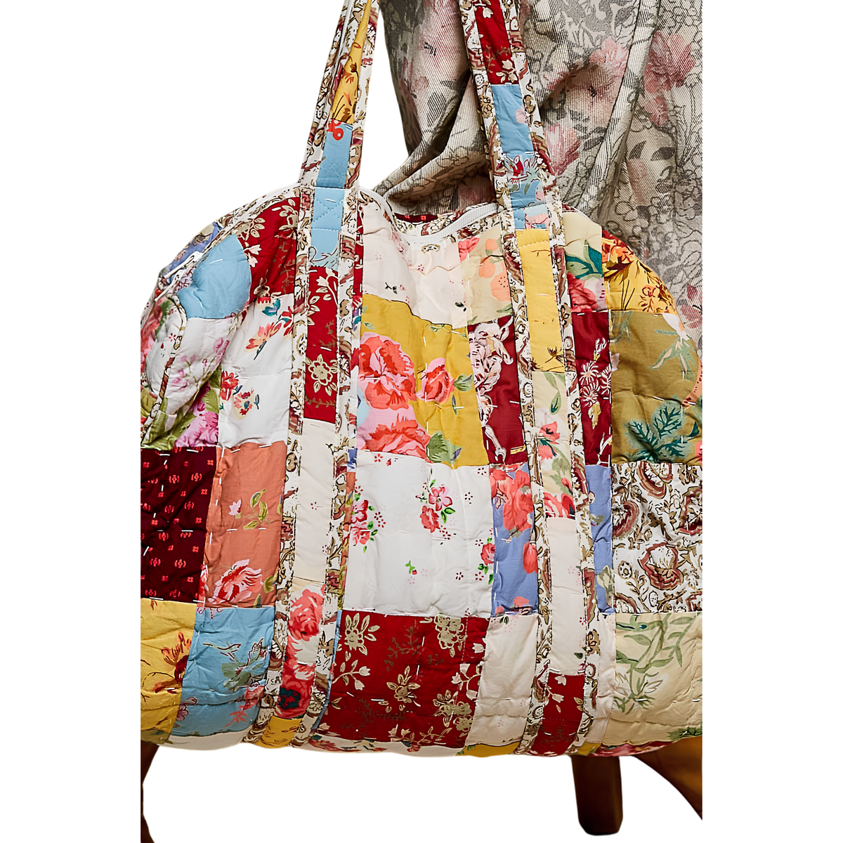 Quilted Vibrant Patchwork Vintage Crafted Weekender Bag