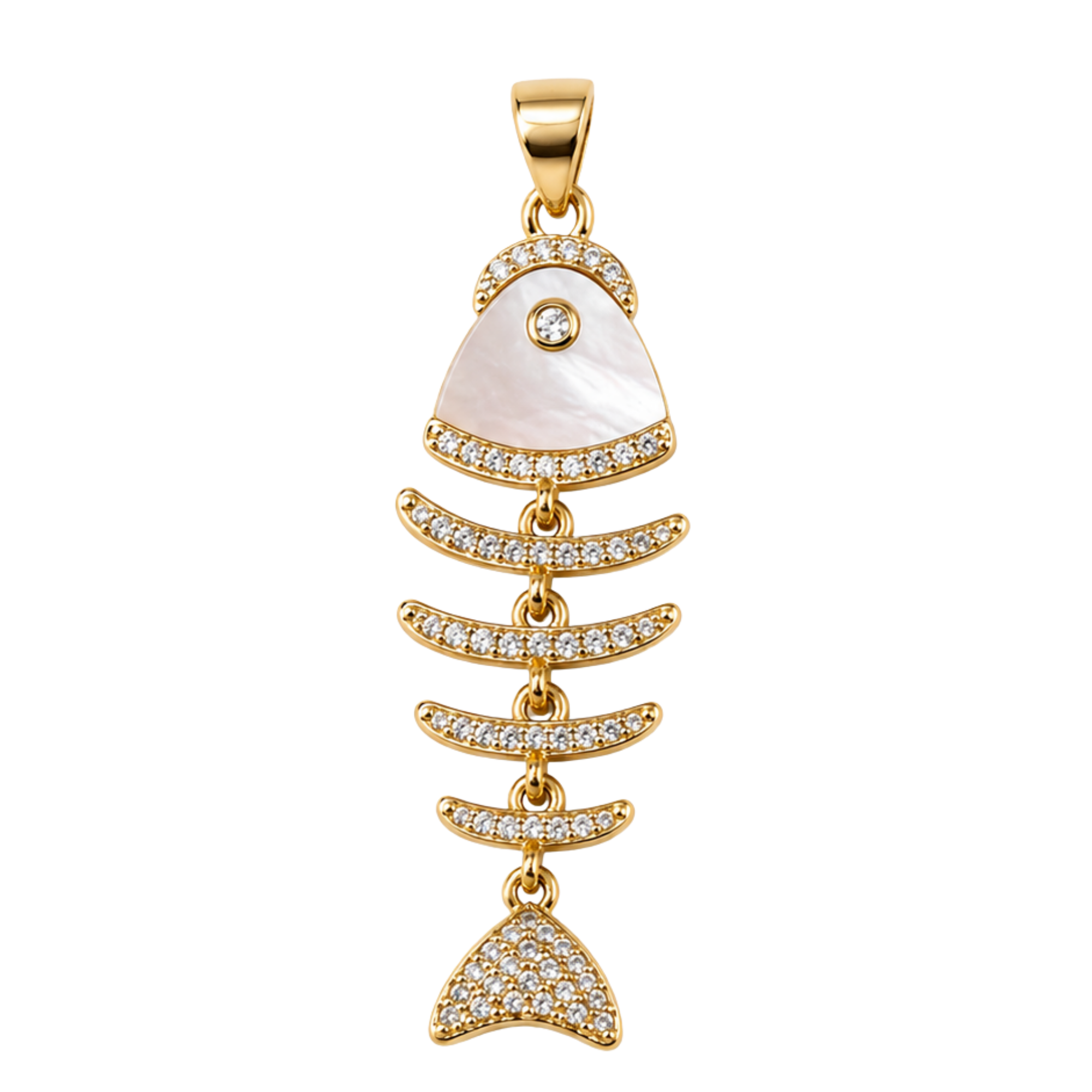 Jeweled Fishbone Charm