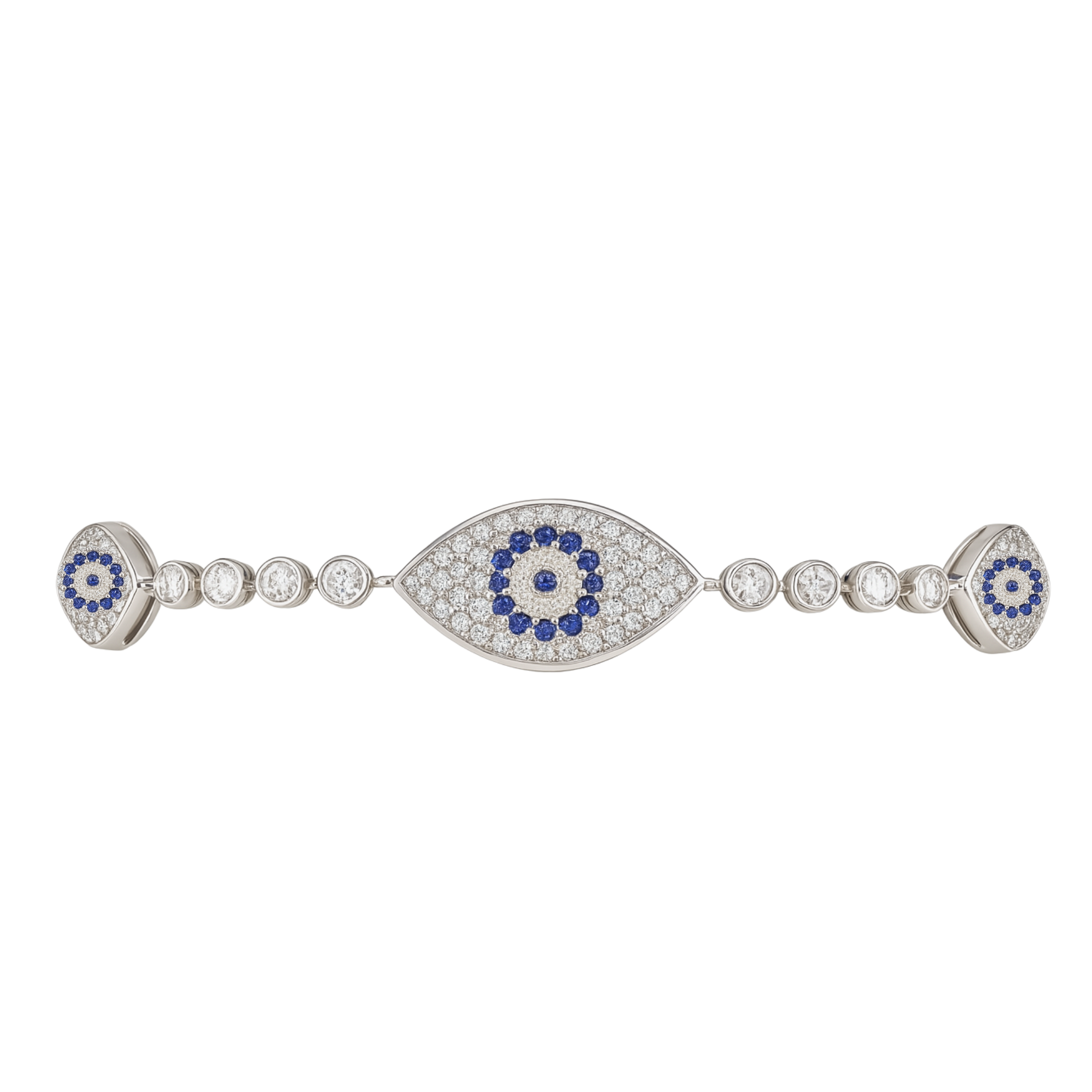 Sterling silver Evil Eye bracelet by Private Label Jewelry featuring a protective eye charm on a sleek silver chain.