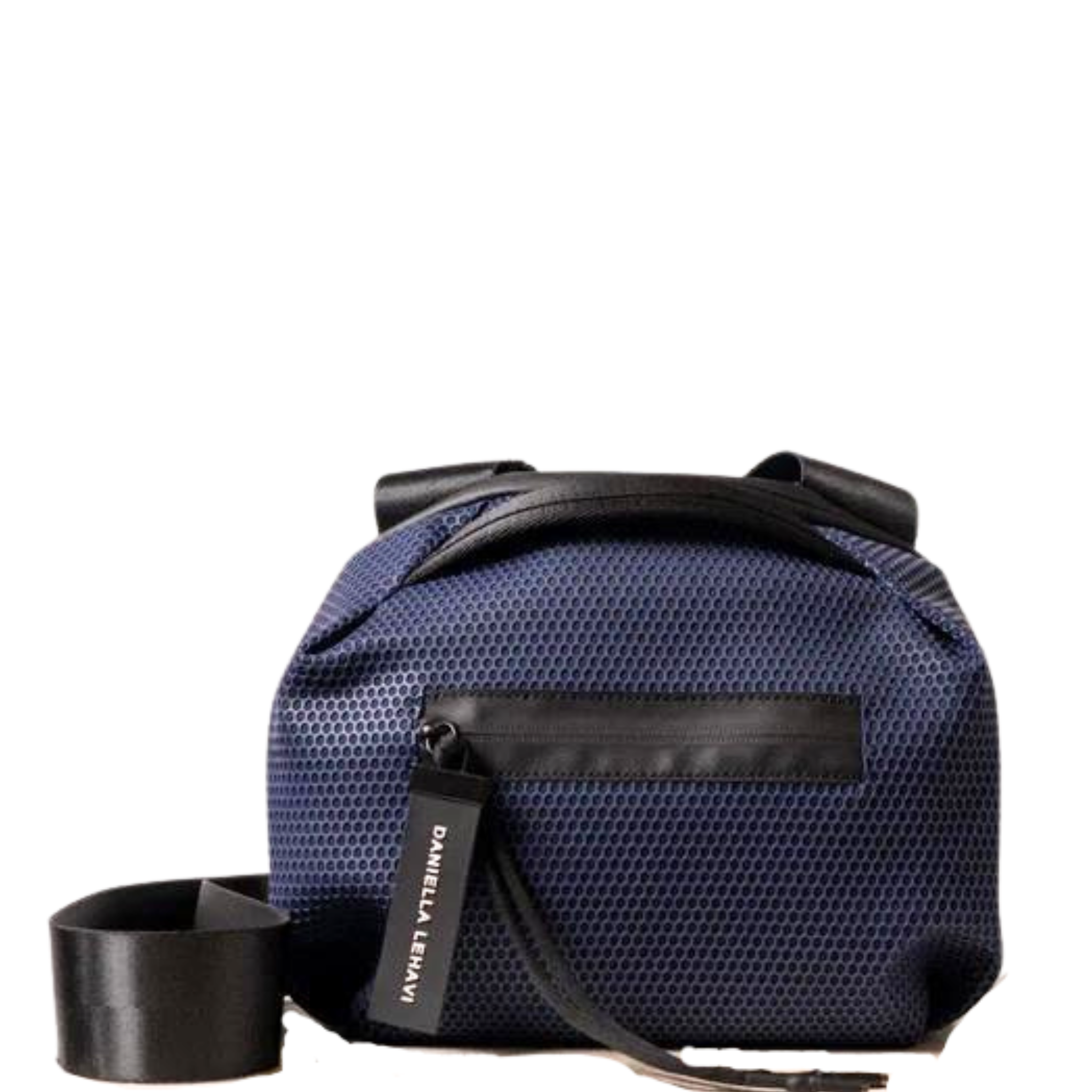Daniella Lehavi Bonnie Crossbody bag with sleek leather design and adjustable strap, shown in a close-up view.
