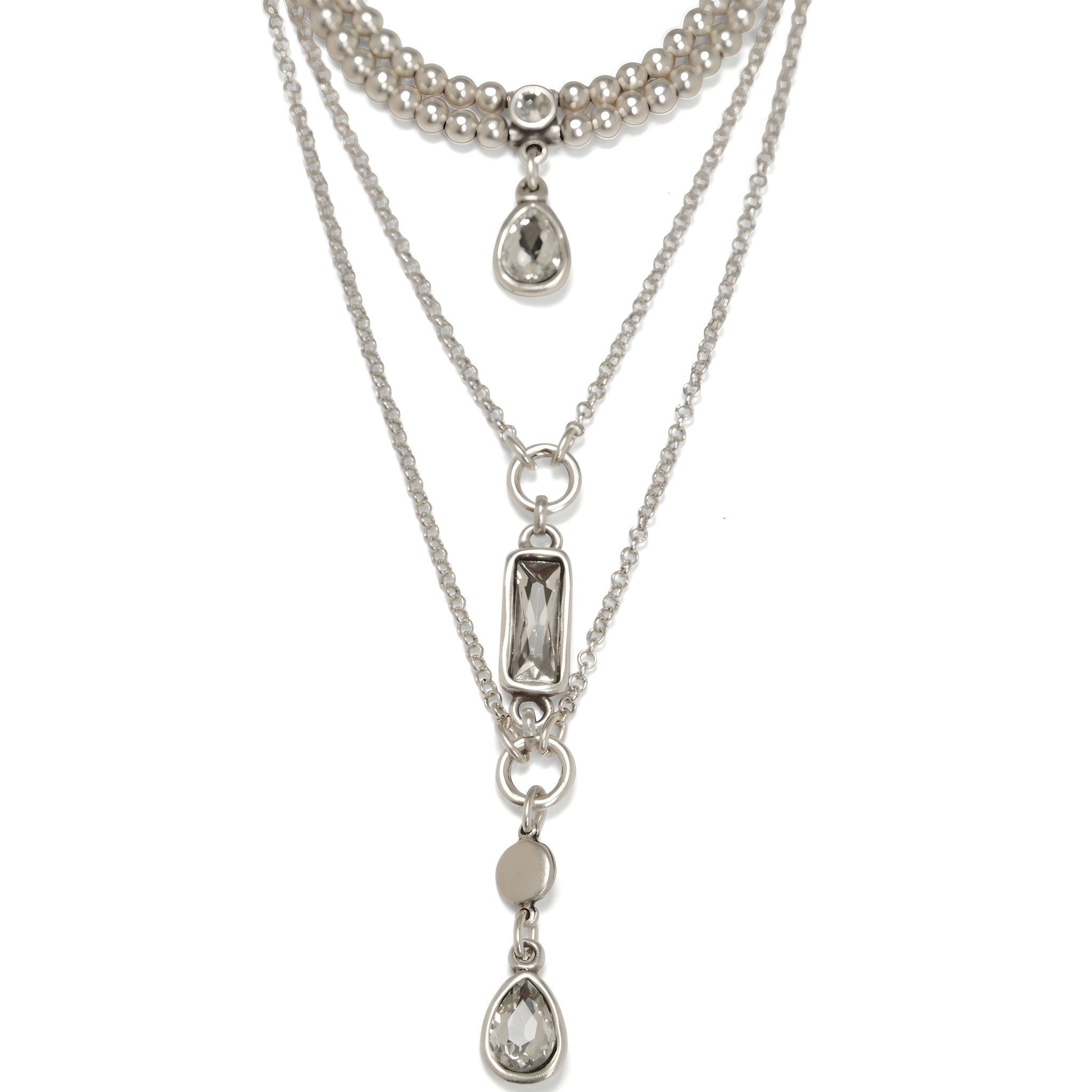 Handmade Angel Pewter Crystal Necklace by Chanour featuring a detailed angel pendant with sparkling crystal accents.