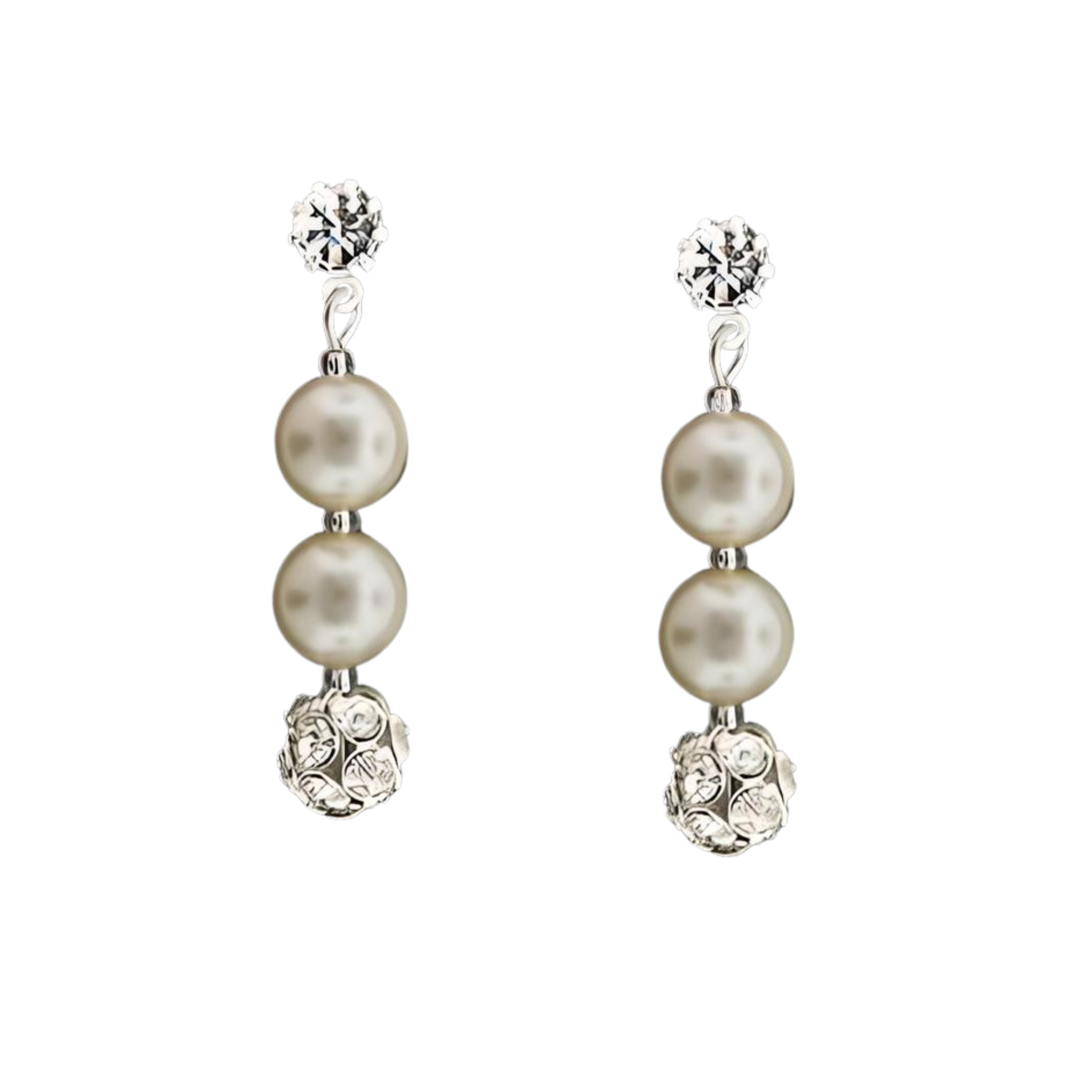 Double pearl and diamond drop earring - Let's Bag It