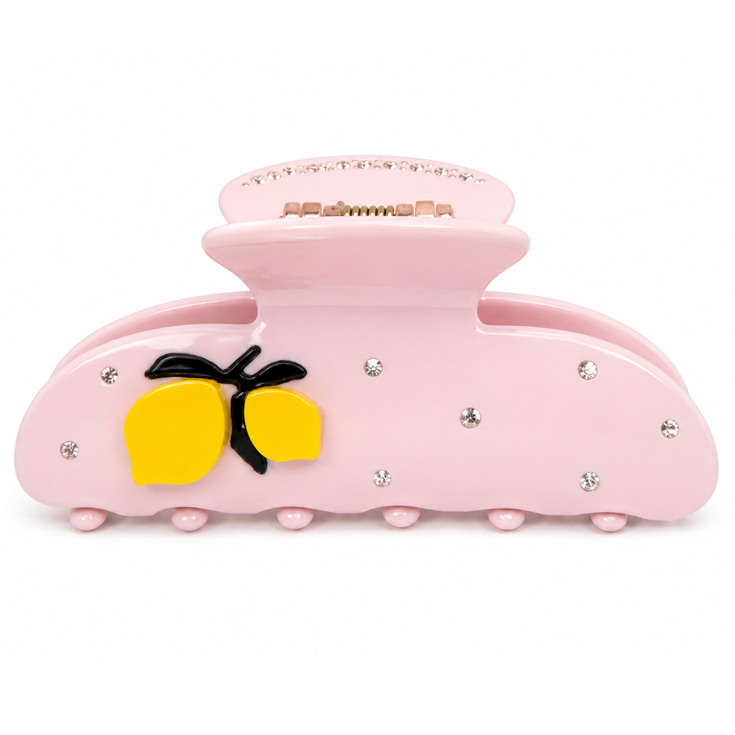 Pink Lemonade Claw Clip by Private Label, a vibrant pink hair clip with lemon and floral design, perfect for securing hair.