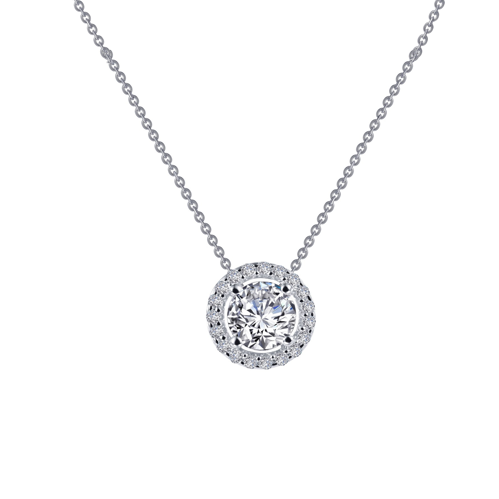 Sterling Silver Circle Halo Pave Necklace - Let's Bag It