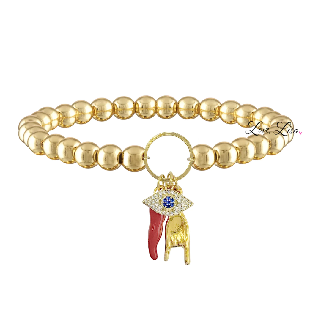 Mariano Italian horn Evil Eye Protection charm bracelet