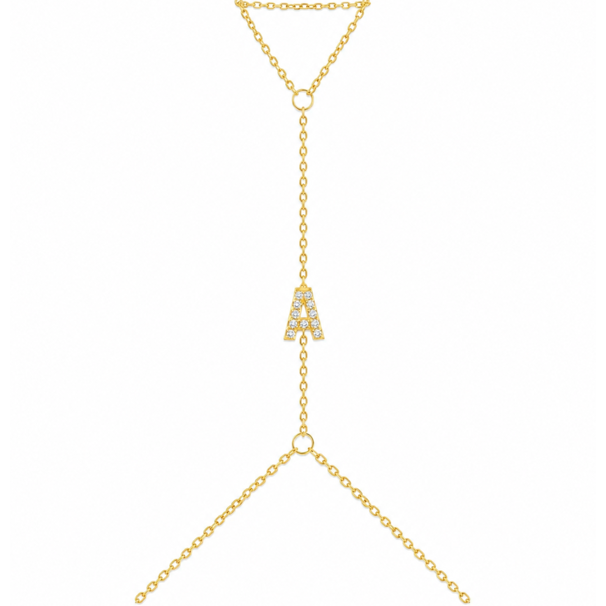 Pave Initial Hand Chain