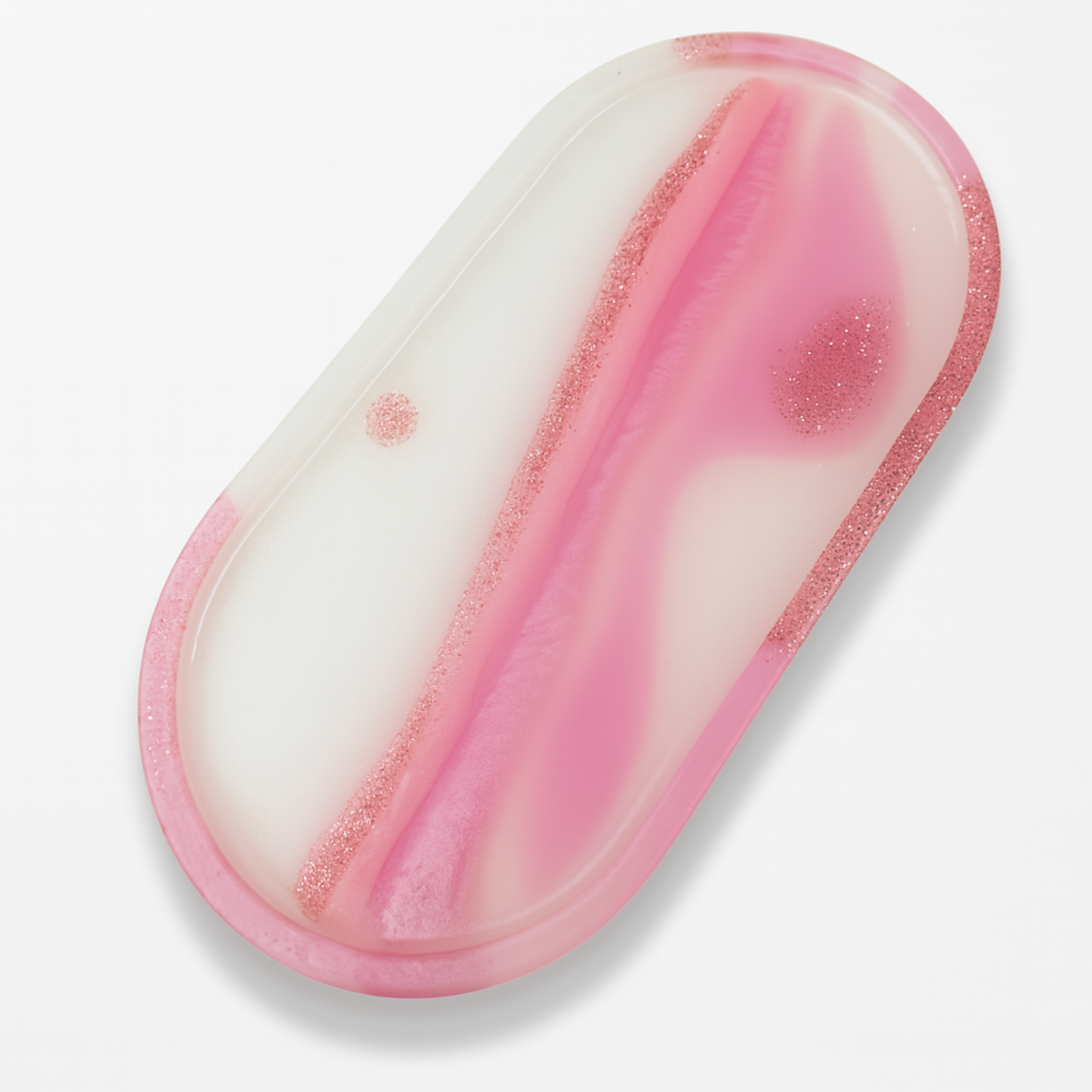 Swirl and glitter ceramic resin tray featuring a decorative design, ideal for serving or display, by Private Label.