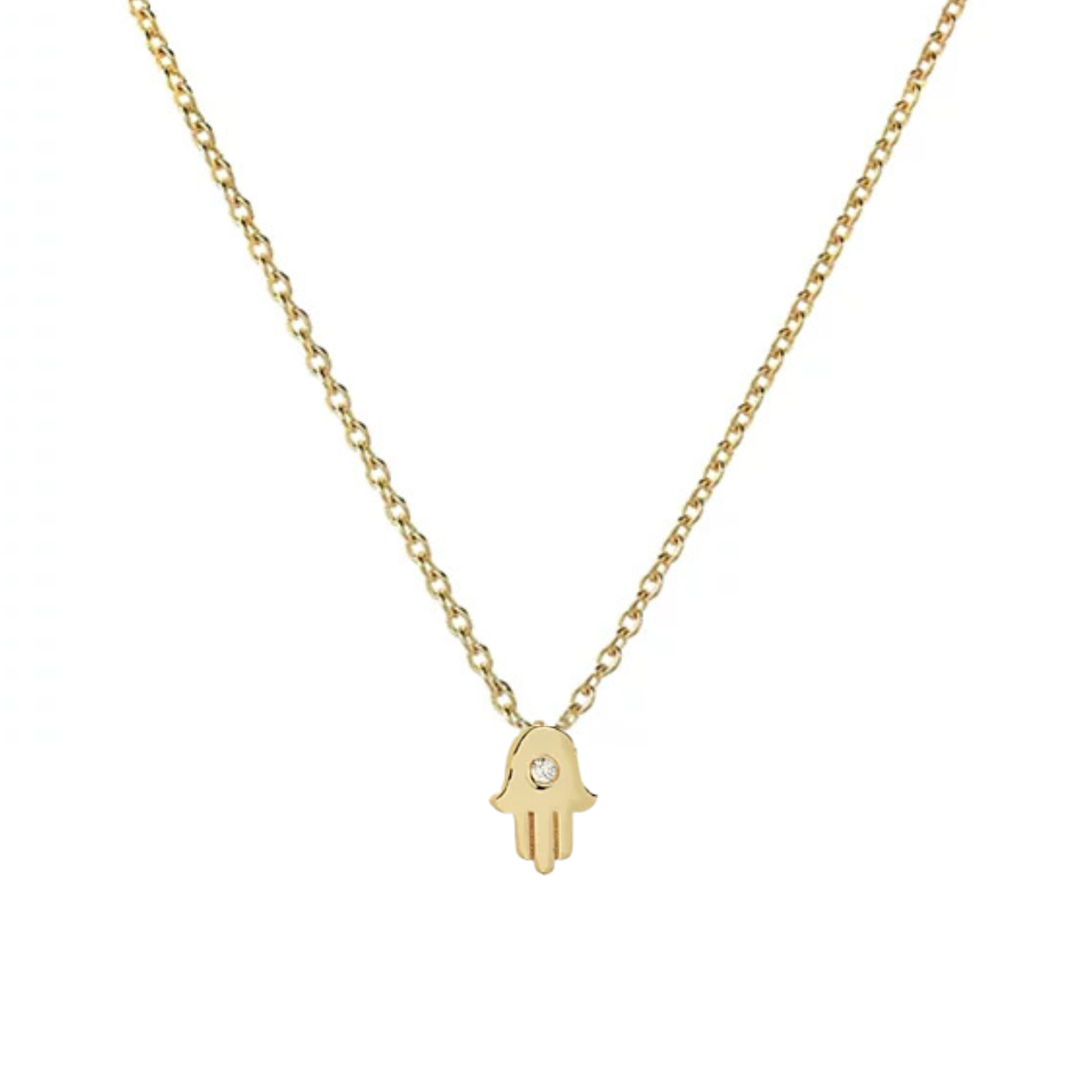 Tiny Hamsa with CZ Stone Necklace - Let's Bag It