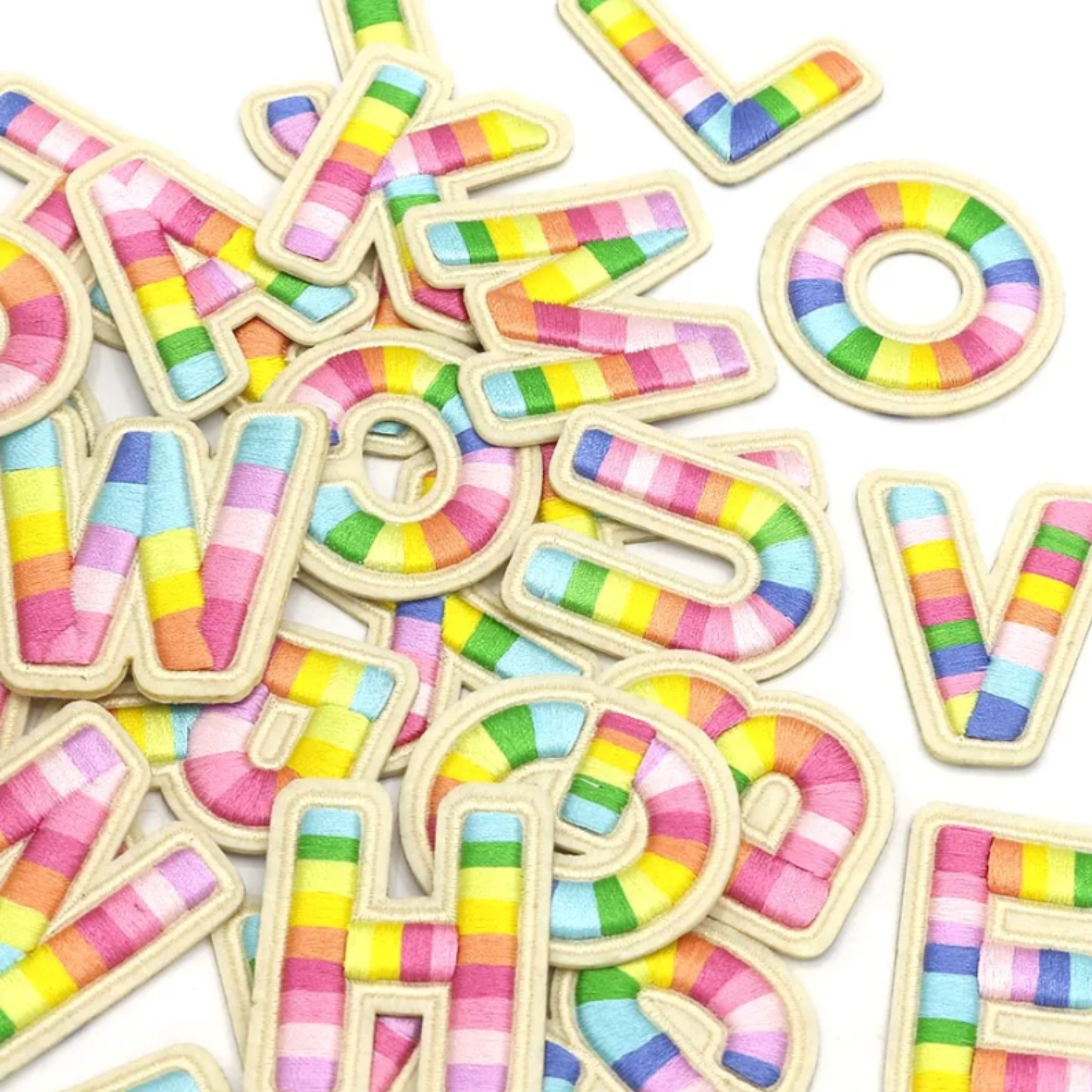 Rainbow Stripe Initial Sticker Patches - Let's Bag It
