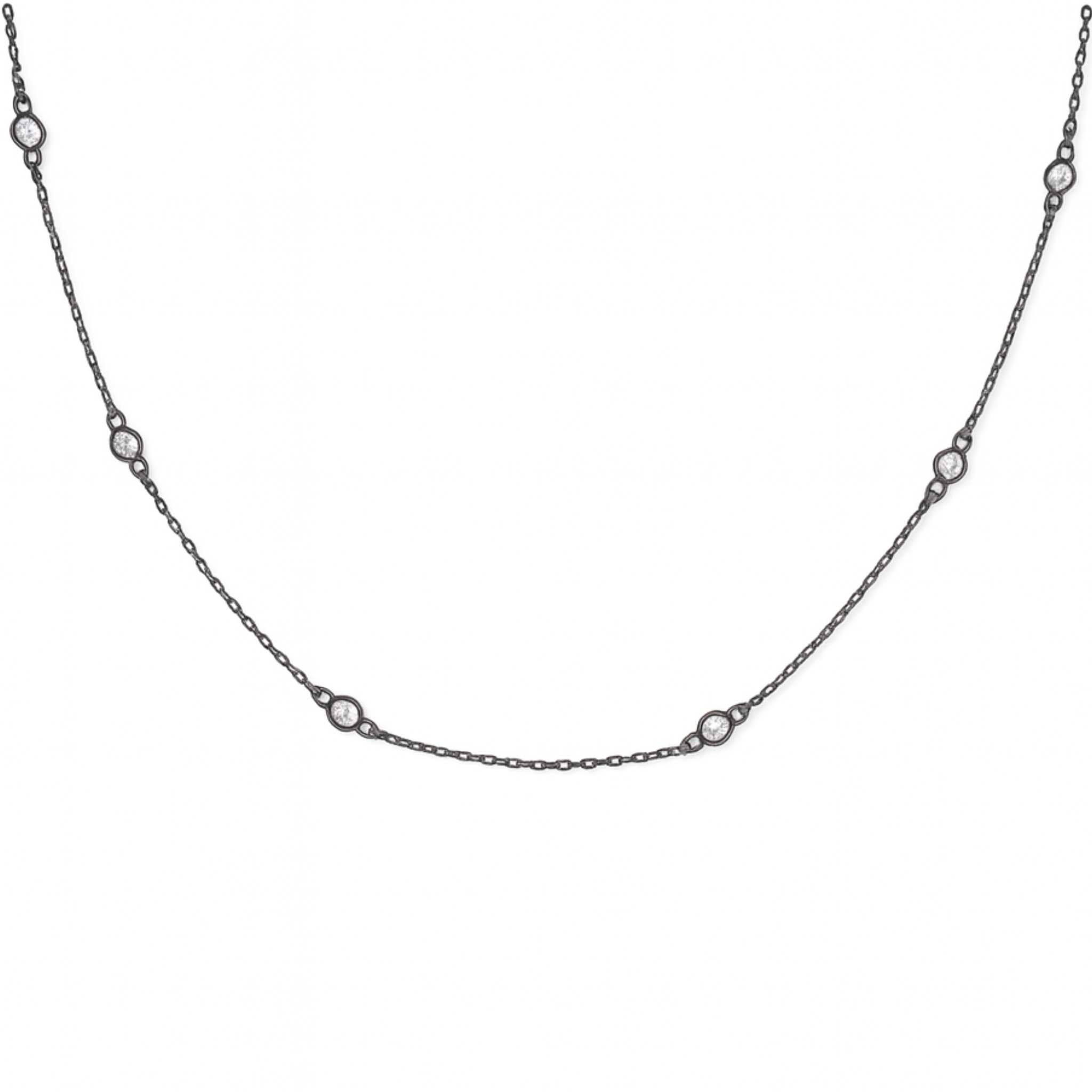 Sterling silver 925 diamond choker necklace showcasing elegant design and sparkling stones.