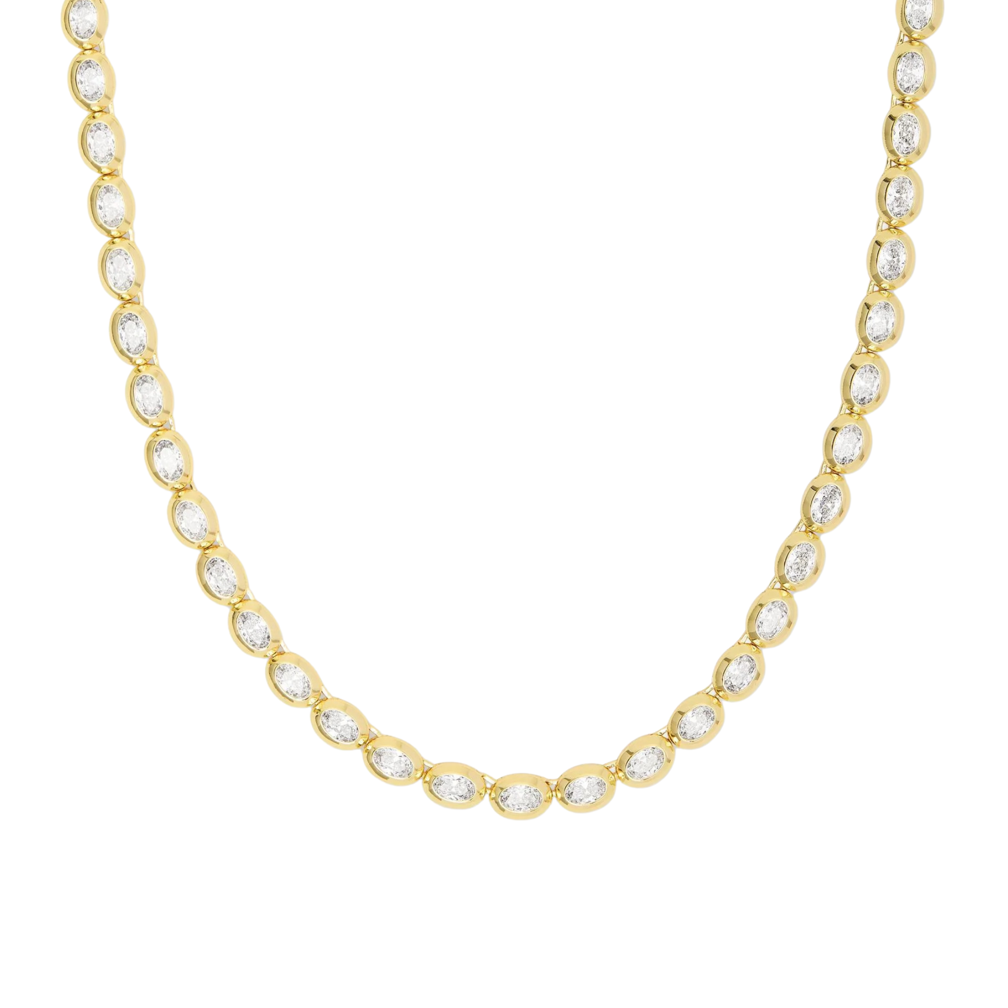 Gold necklace with white diamondettes featuring "She's a Boss" pendant by Melinda Maria, displayed on a white background.