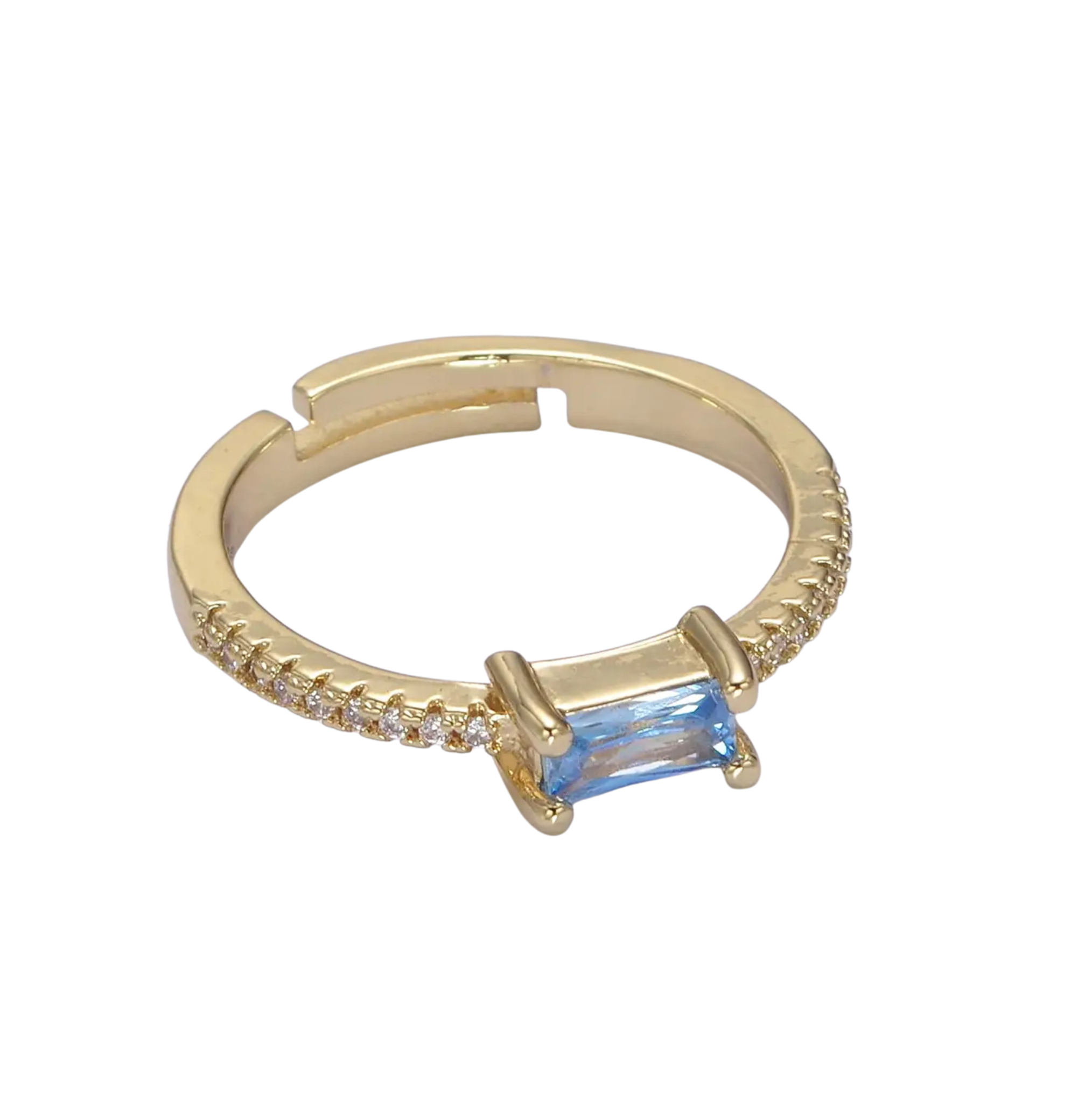 24K Gold Filled Dainty Blue Baguette