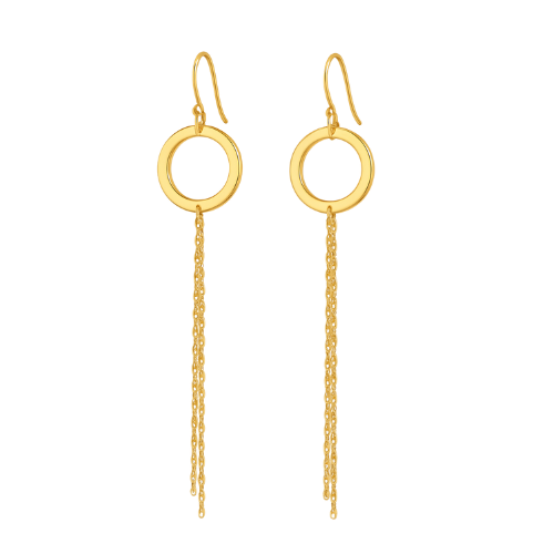 Gold Circle Chain Drop Earrings - Sterling Silver