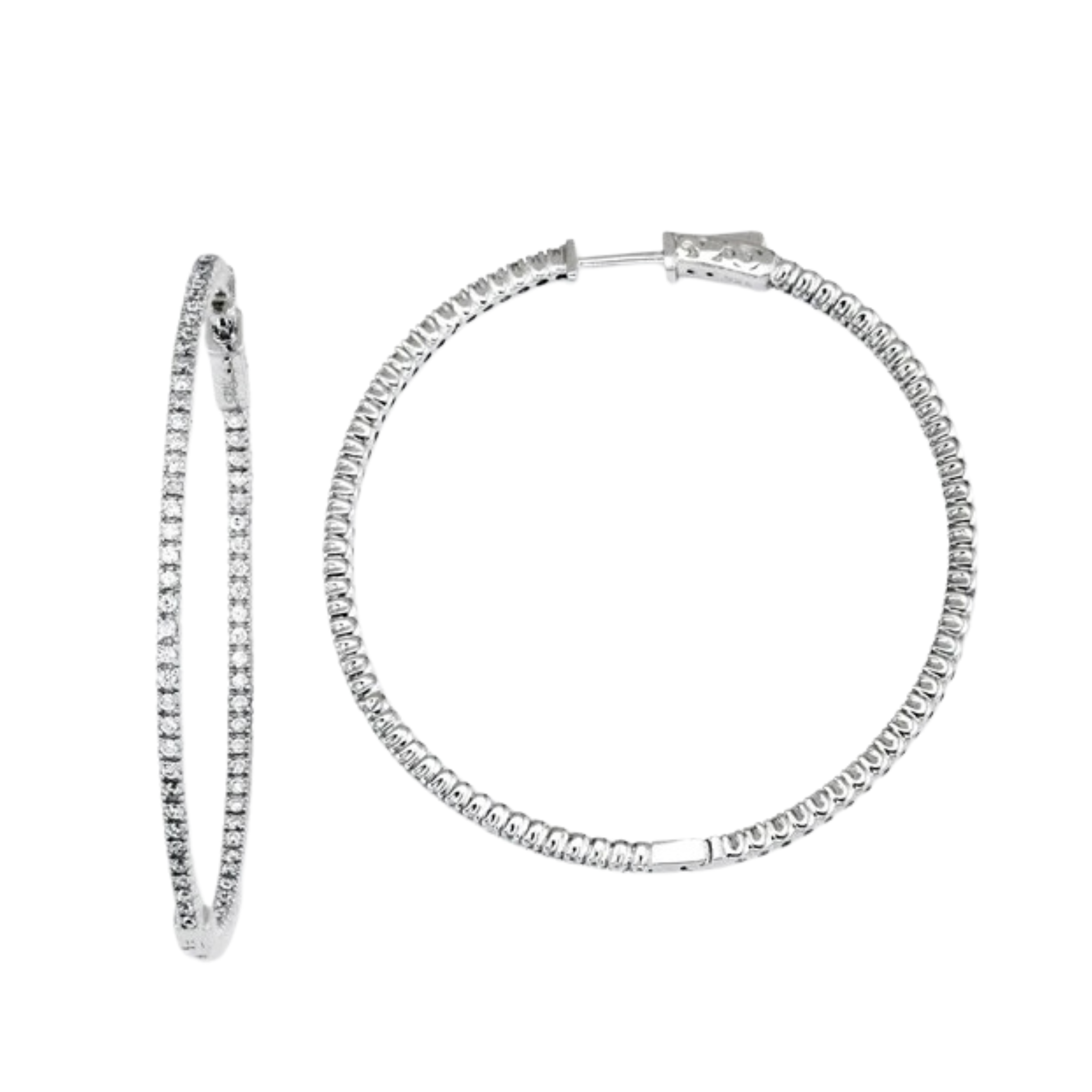 Large wrap around hoop earrings in CZ sterling silver by Private Label Jewelry, showcasing a sleek, modern design.