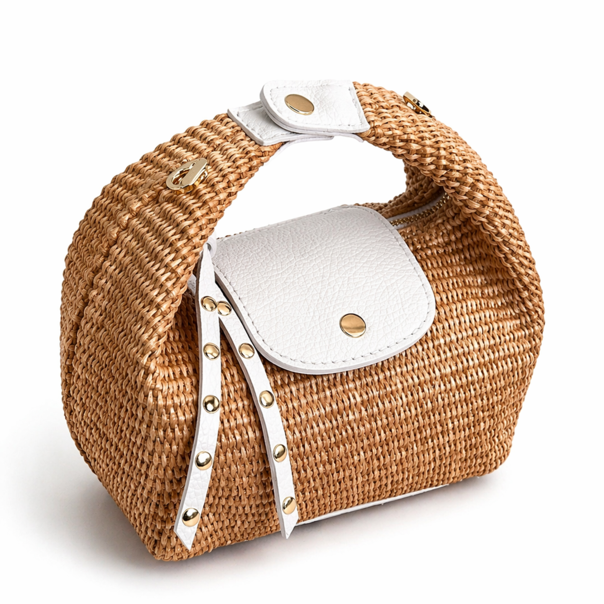 Private label Riviera Woven Mini Bag, stylish handbag with woven texture and compact design, perfect for casual outings.