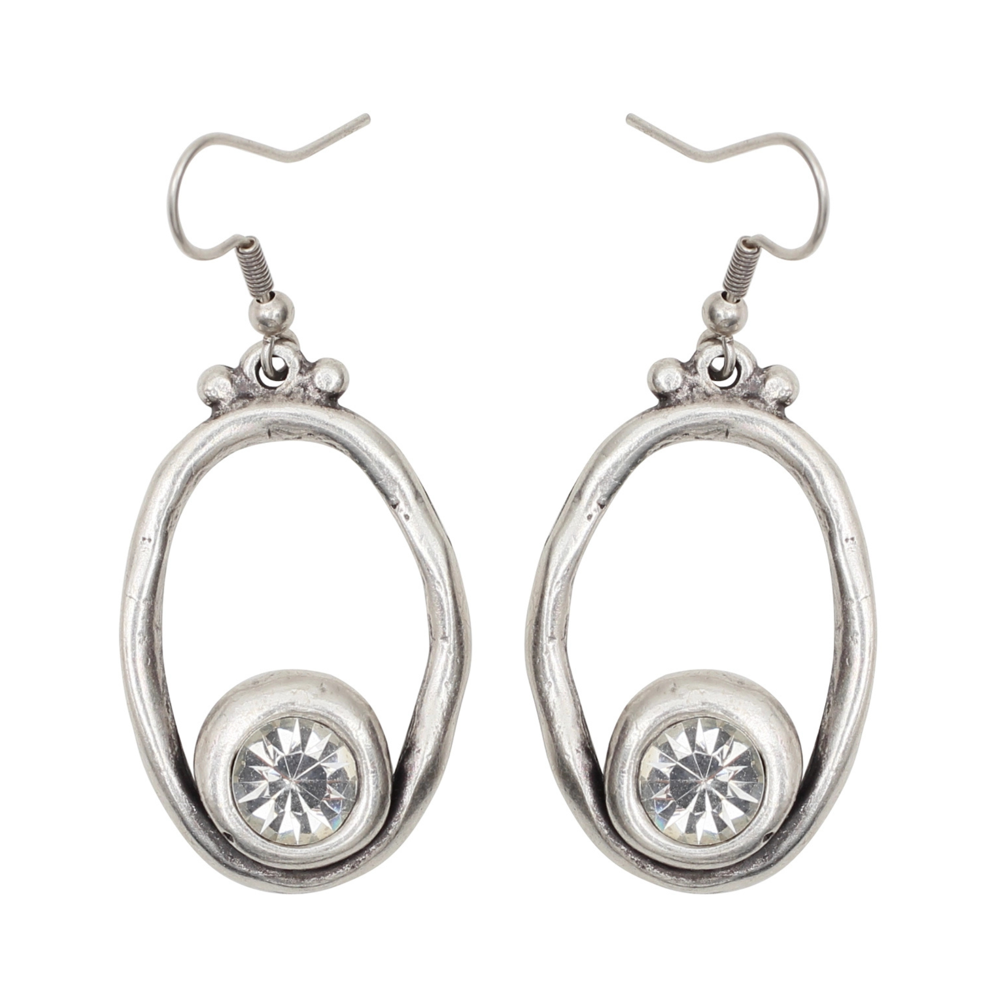 Chanour Luna Halo earrings featuring sparkling circular design with a polished silver finish, perfect for elegant jewelry styling.