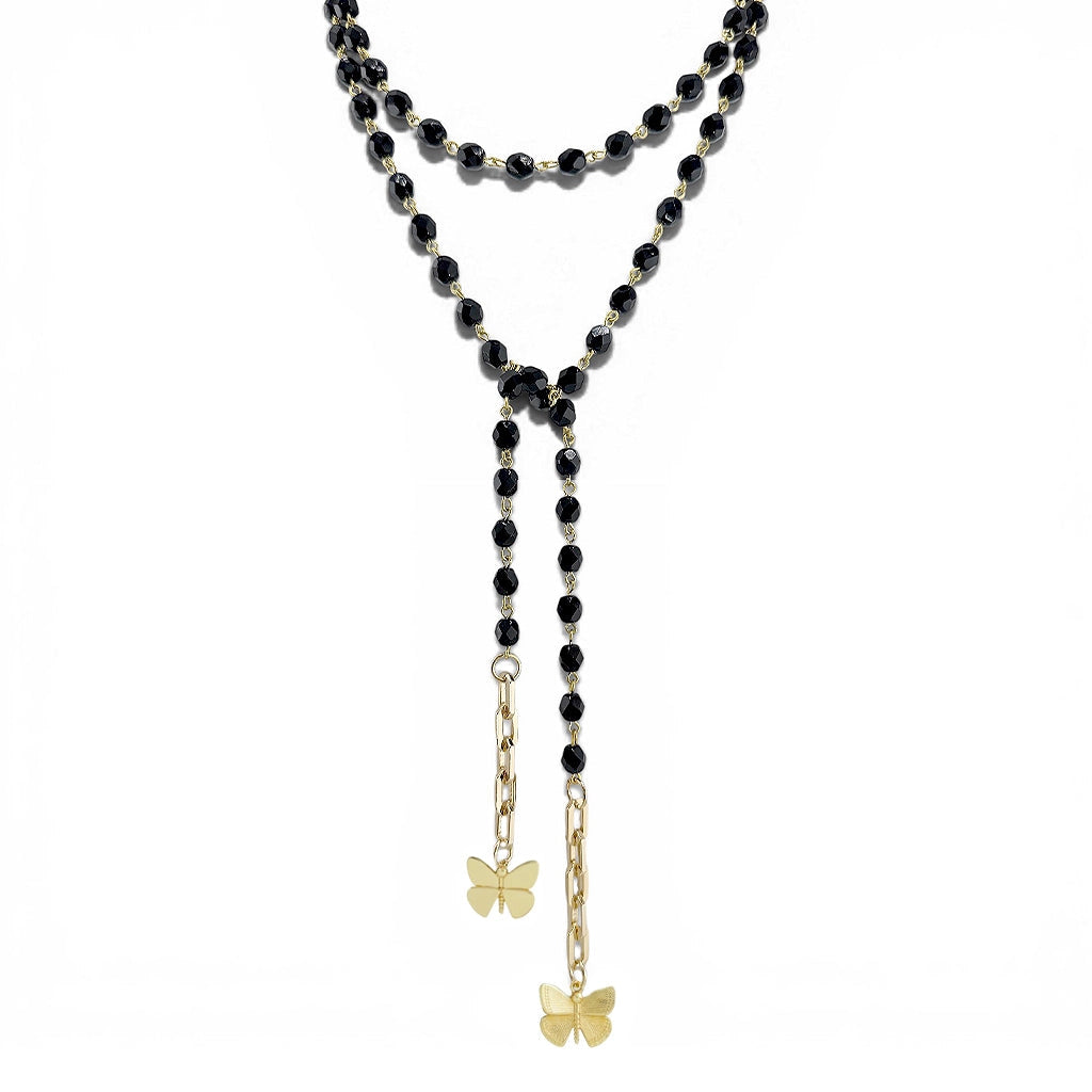Love Lisa Bailey Butterfly Wrap Lariat Necklace with delicate butterfly charm and elegant wrap design, showcasing its stylish jewelry craftsmanship.