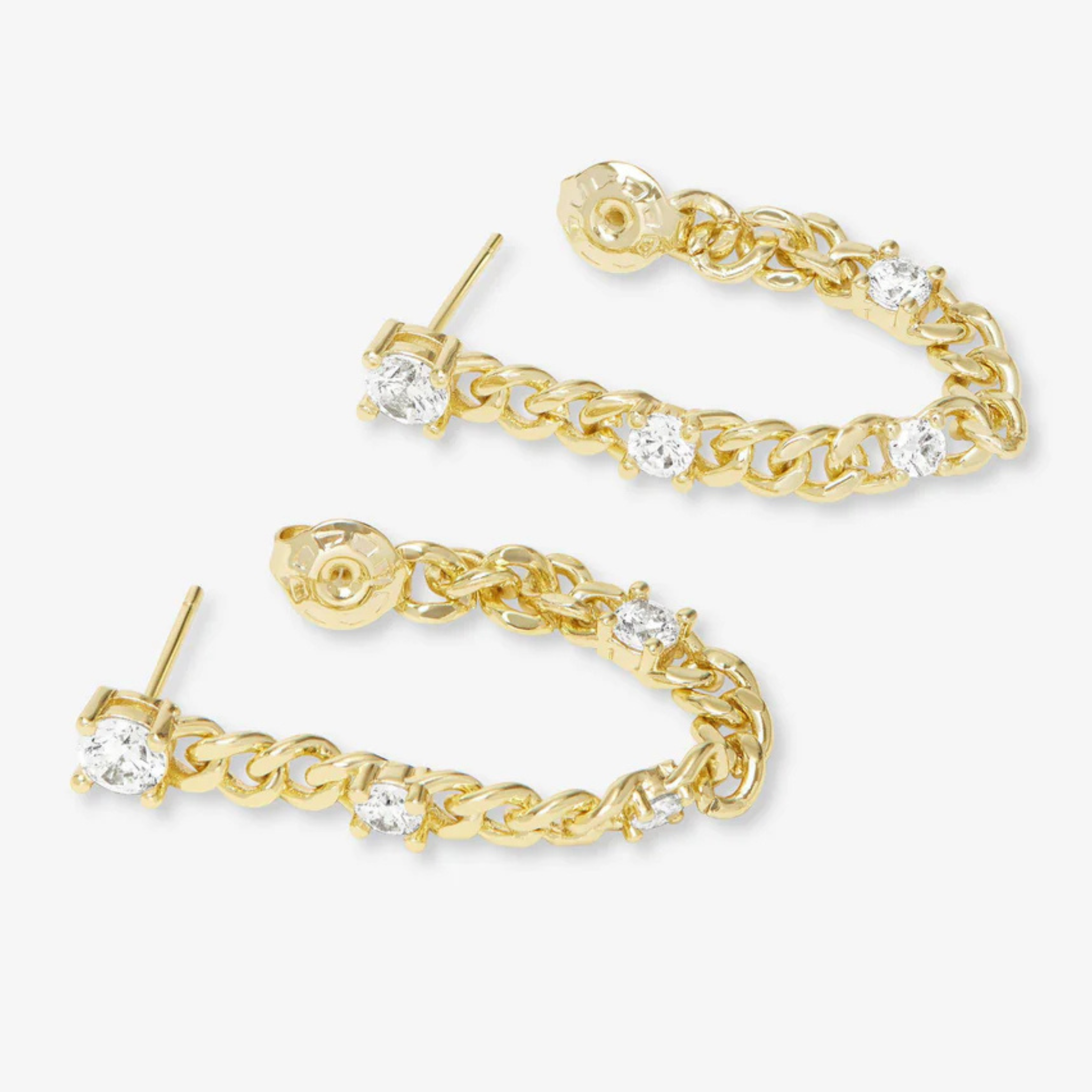 Julian Triple Diamond Soft Chain Hoops - Let's Bag It