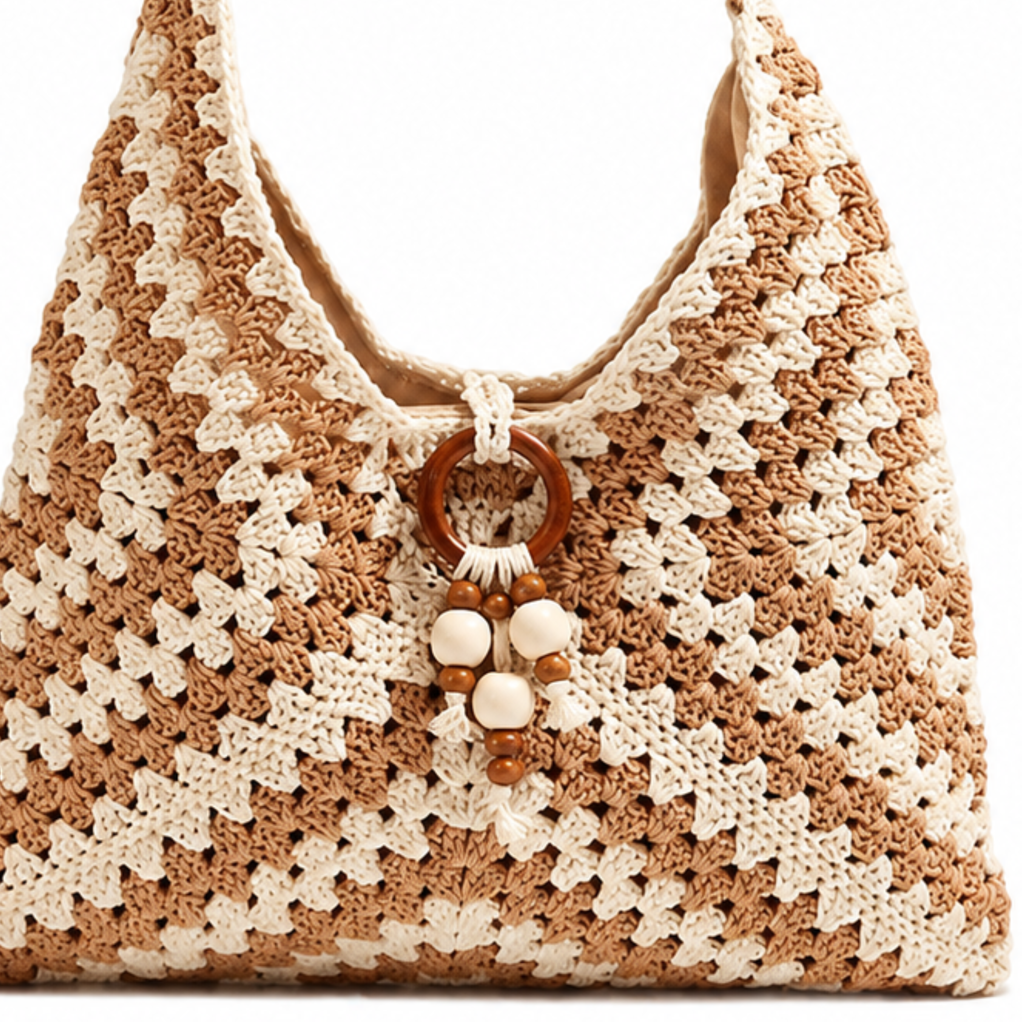 Private label Capri Crochet Hobo handbag with woven crochet design and wide shoulder strap, stylish and spacious for everyday use.