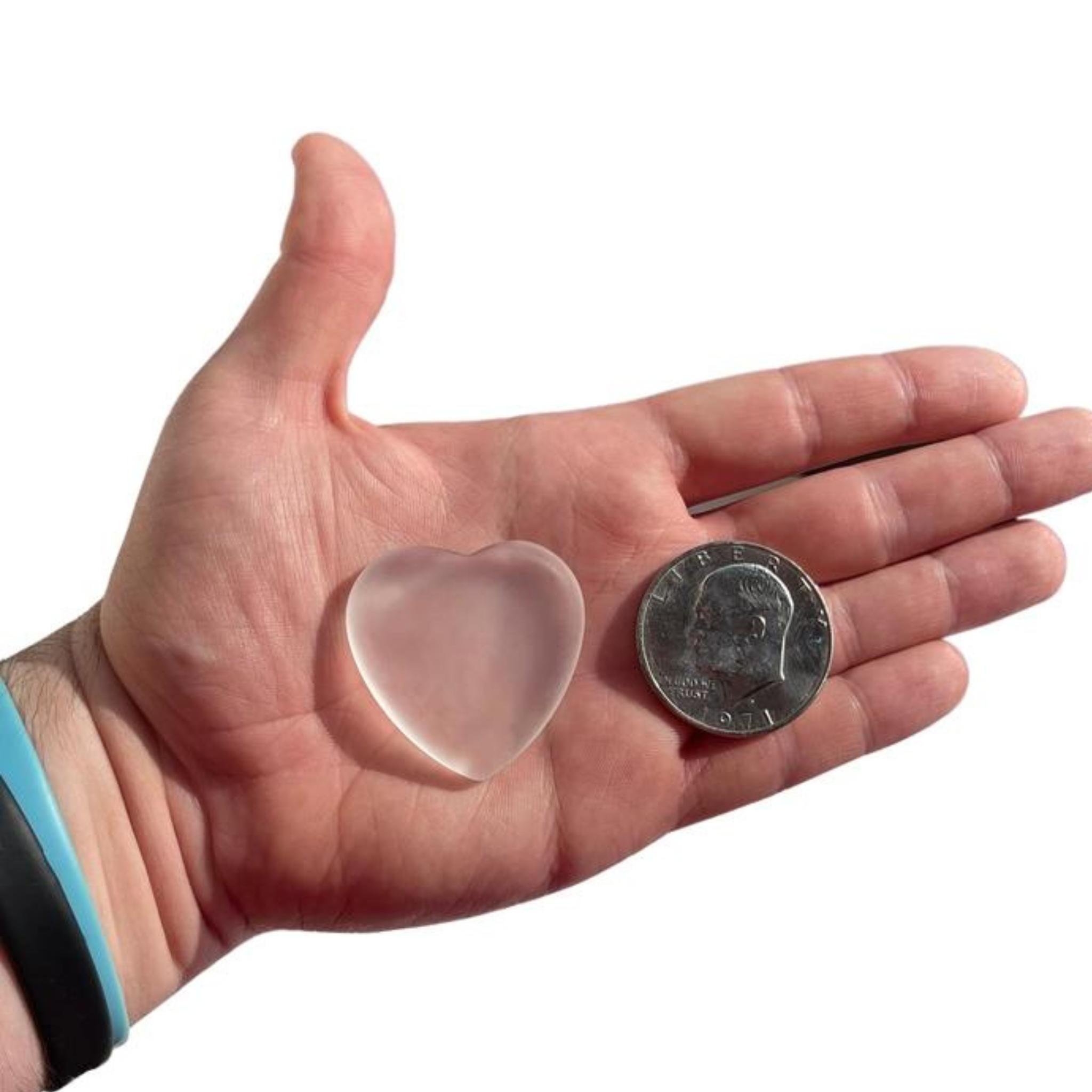 I Love You Frosted Glass Heart, Printed Word Stone - Let's Bag It