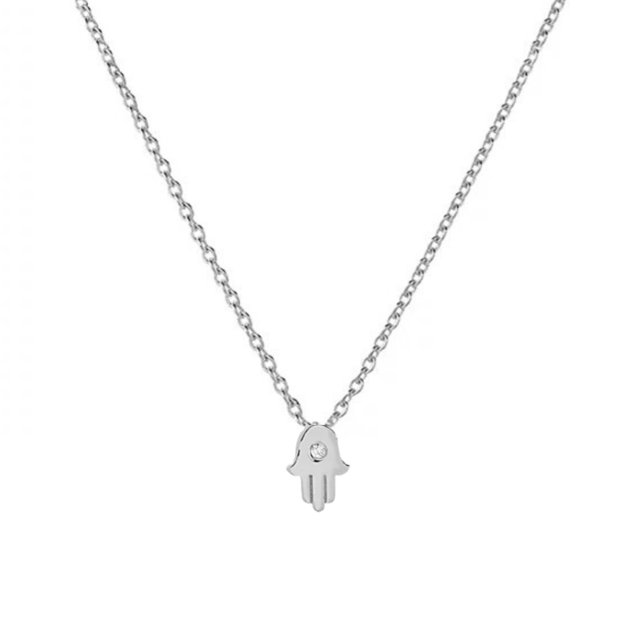 Tiny Hamsa with CZ Stone Necklace - Let's Bag It