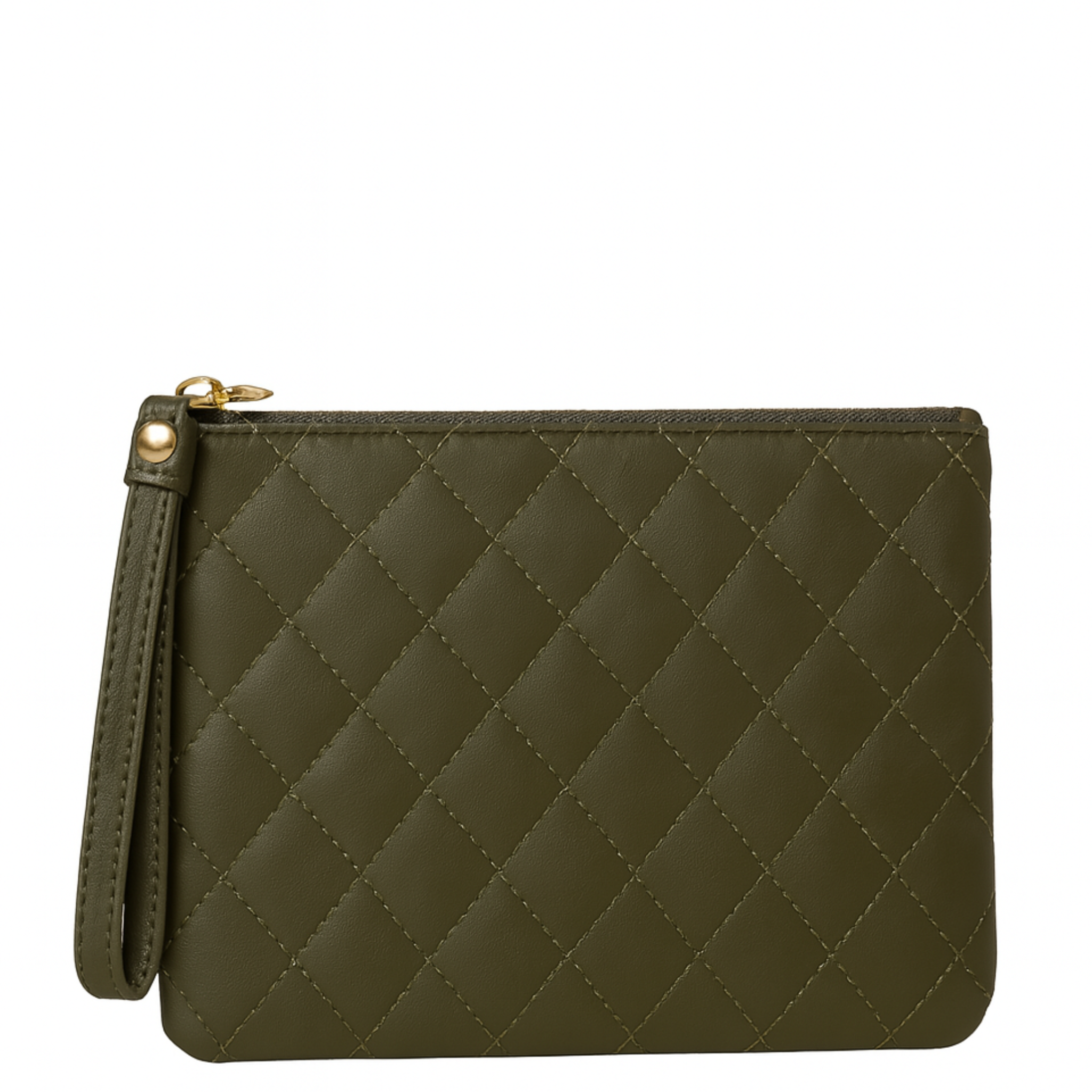 Laggo leather wristlet clutch in a stylish design, showcasing a sleek silhouette and textured finish.