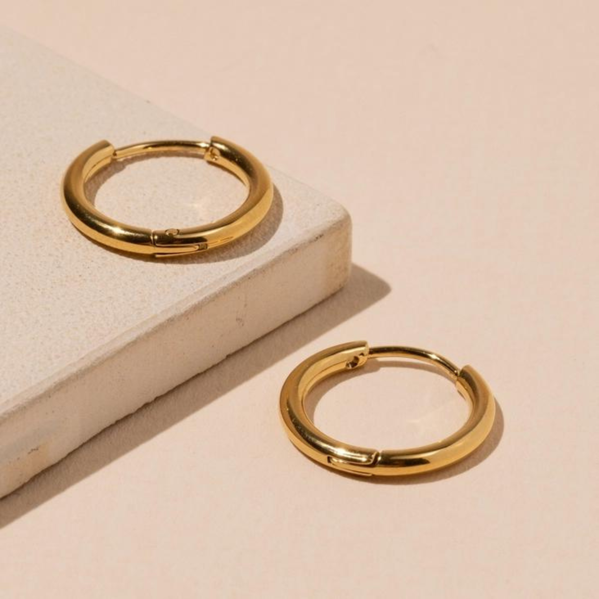 18K Gold Plated Stainless Steel Huggie Earrings - Let's Bag It