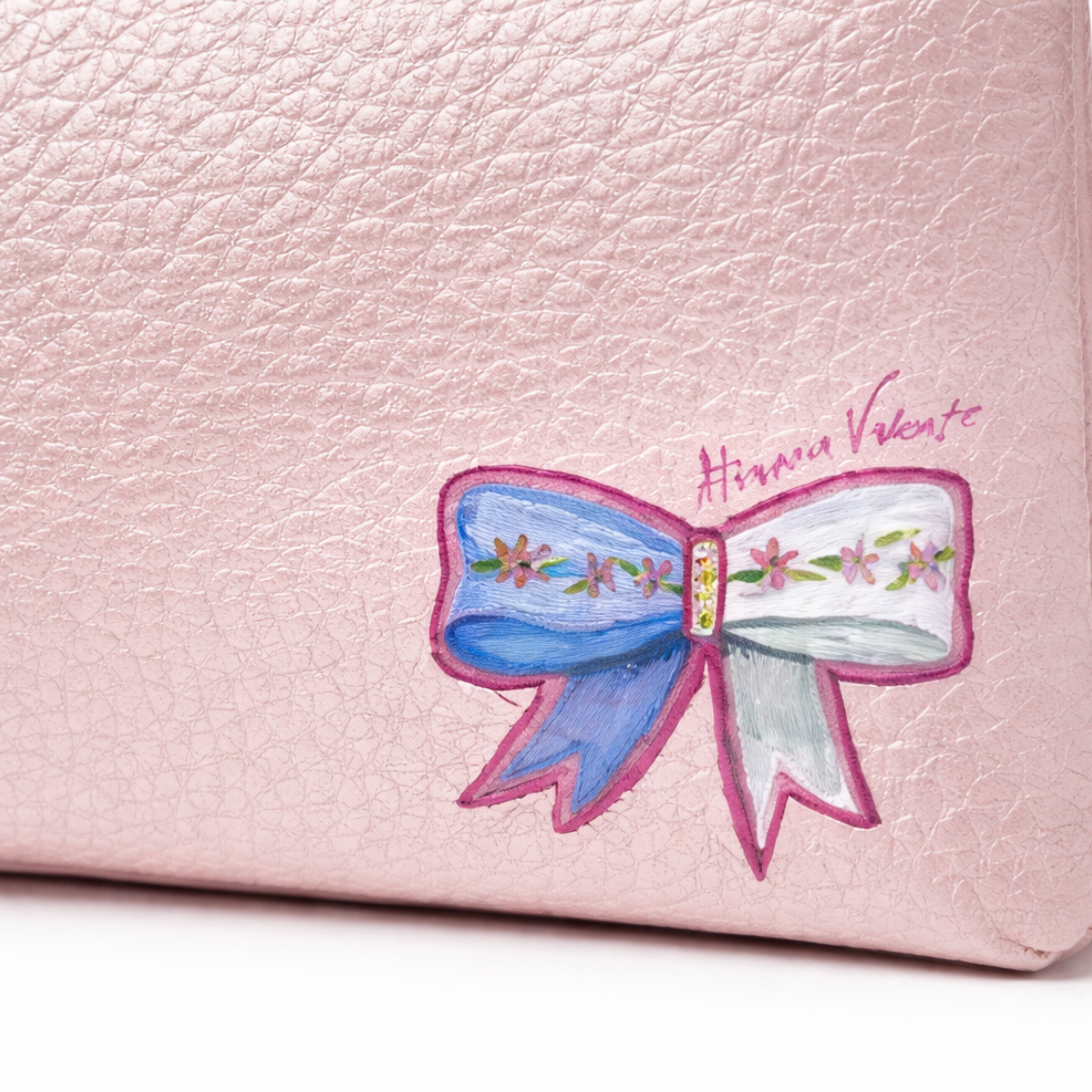 Hand-painted Gianna Valente wristlet from the Hand-Painted Wristlet Collection, featuring vibrant floral designs.