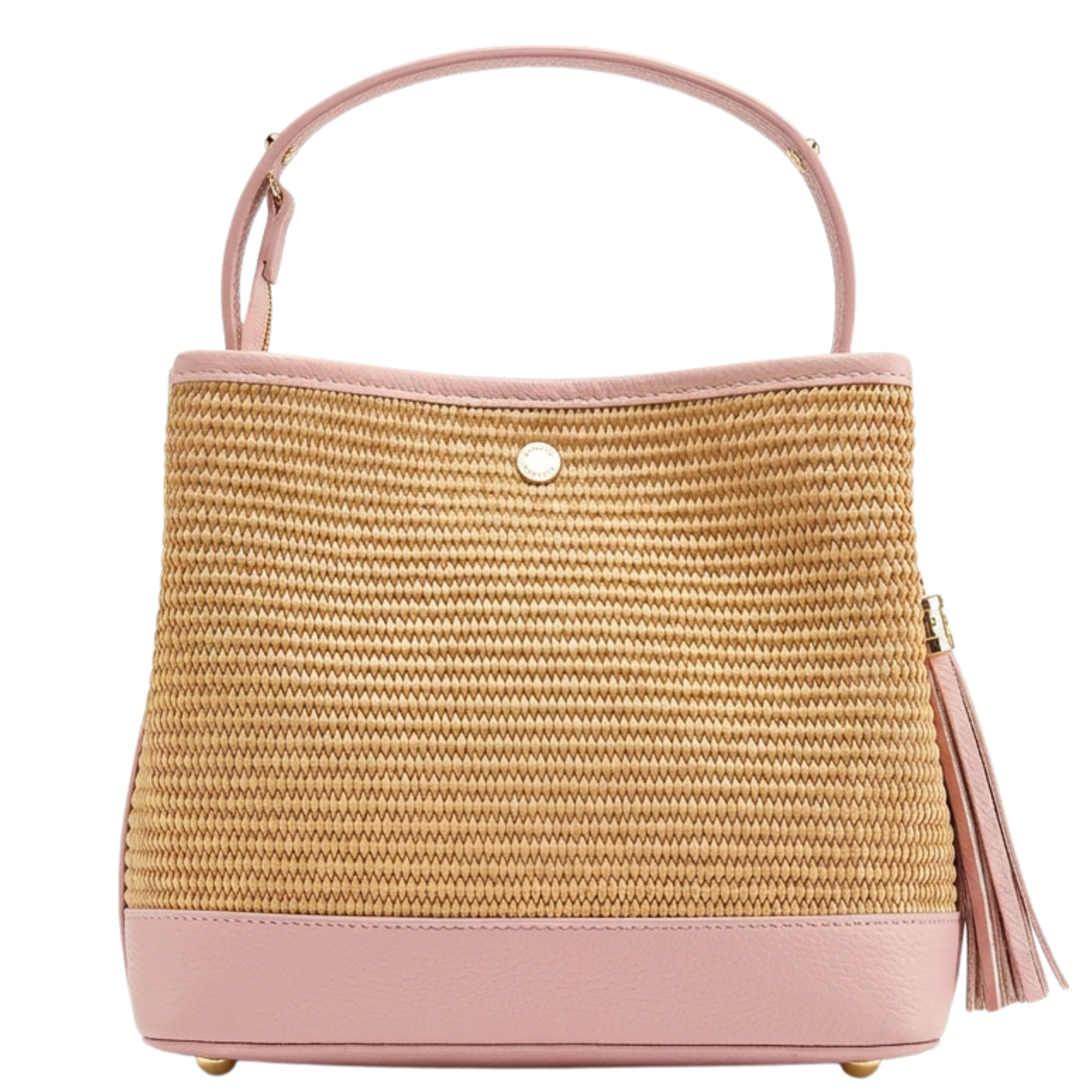 Raffia handbag with genuine leather details, stylish and eco-friendly tote for casual and summer outings.