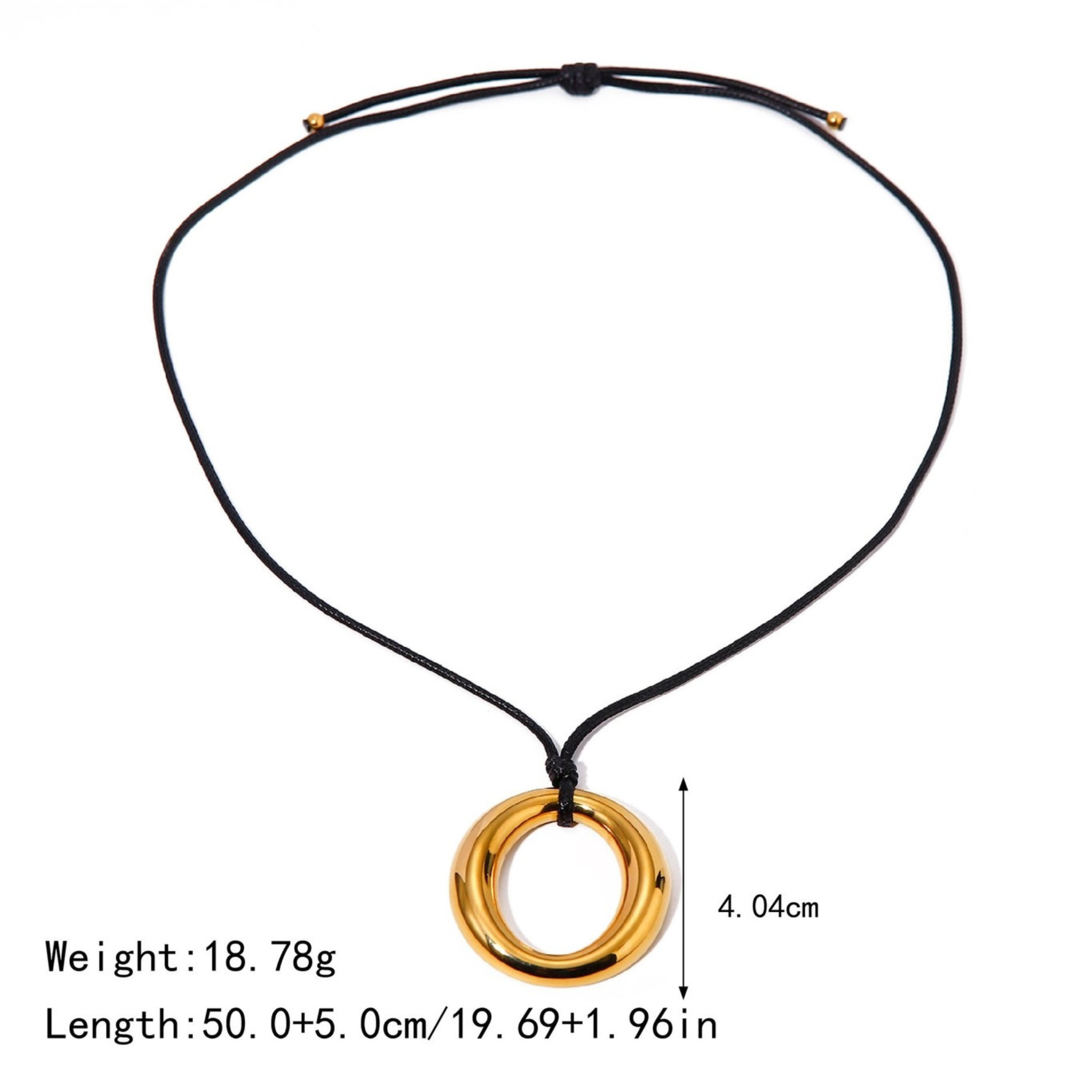 Simple round cutout titanium necklace from Private Label featuring a sleek, minimalist design with a round cutout pendant.