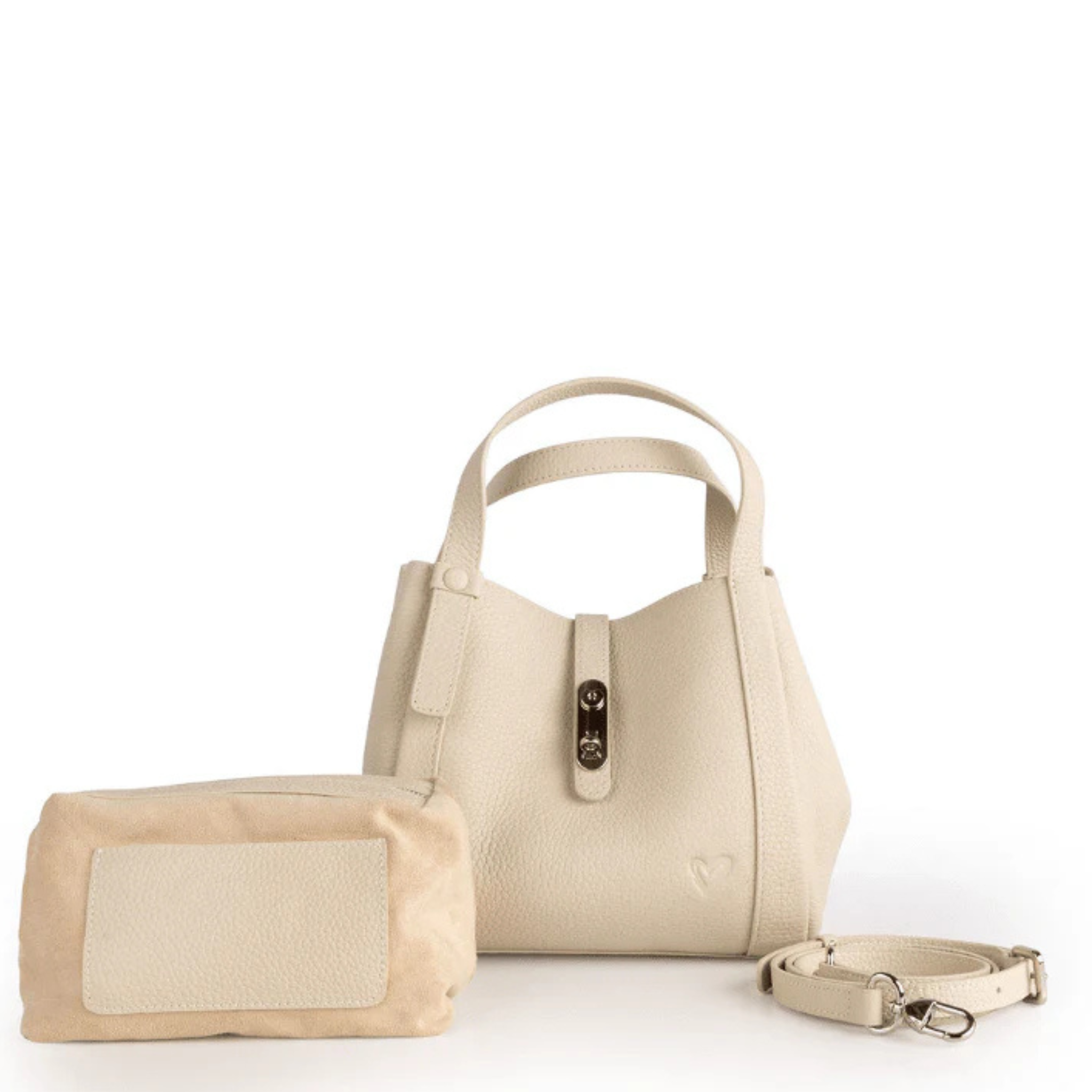 Prenelove Laurentian genuine leather handbag with top handles and elegant design displayed in the image.