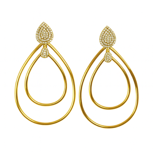 Sterling silver glam tear drop hoop earrings featuring a sleek design and polished finish, perfect for elegant occasions.