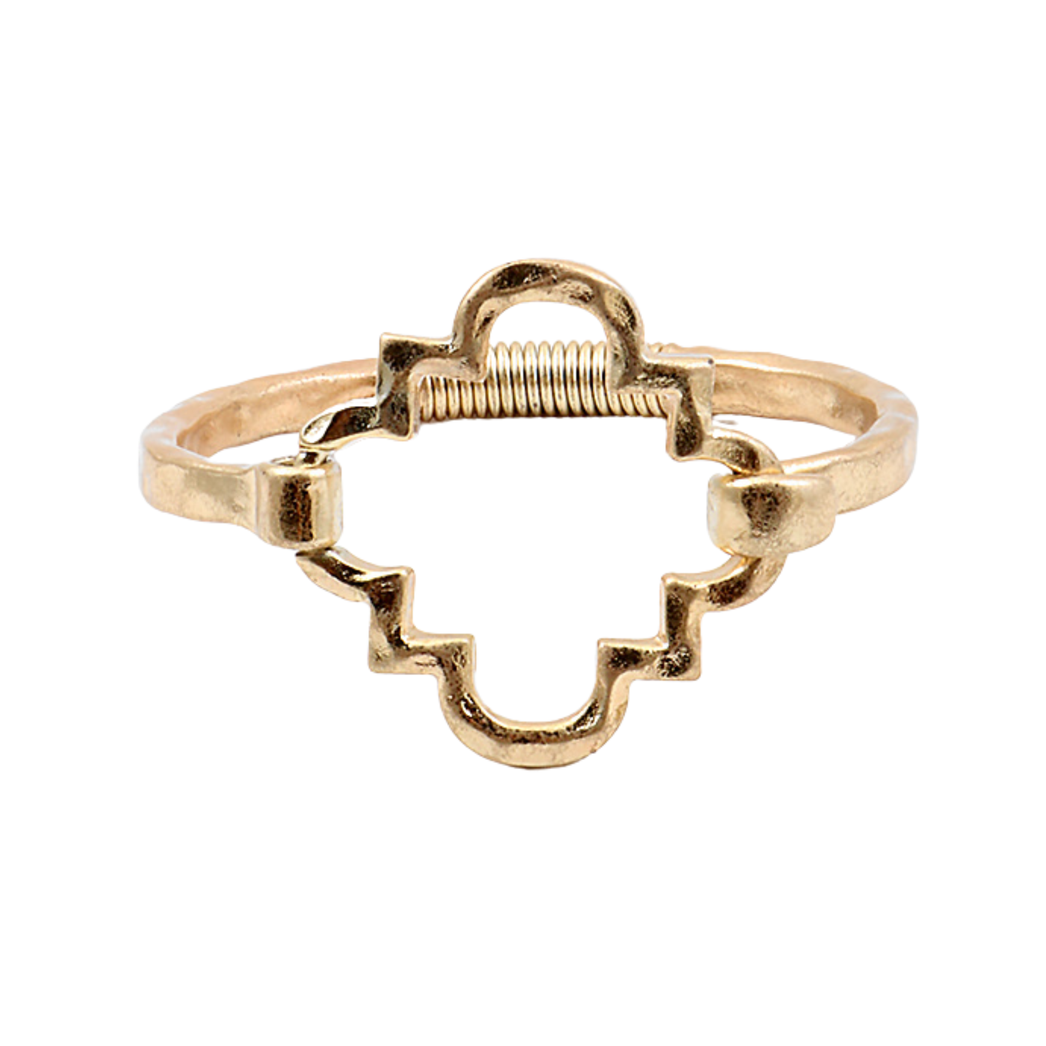 Brushed Metal Geometric Clover Cuff - Let's Bag It