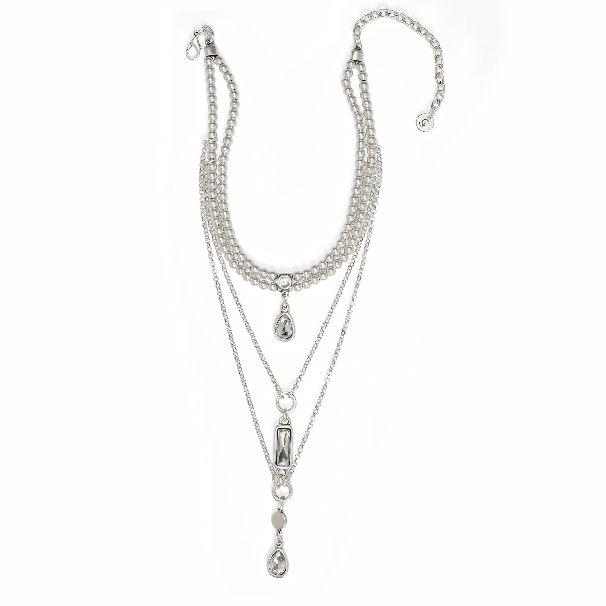 Chanour handmade angel pewter crystal necklace featuring a detailed angel pendant and sparkling crystal accents.