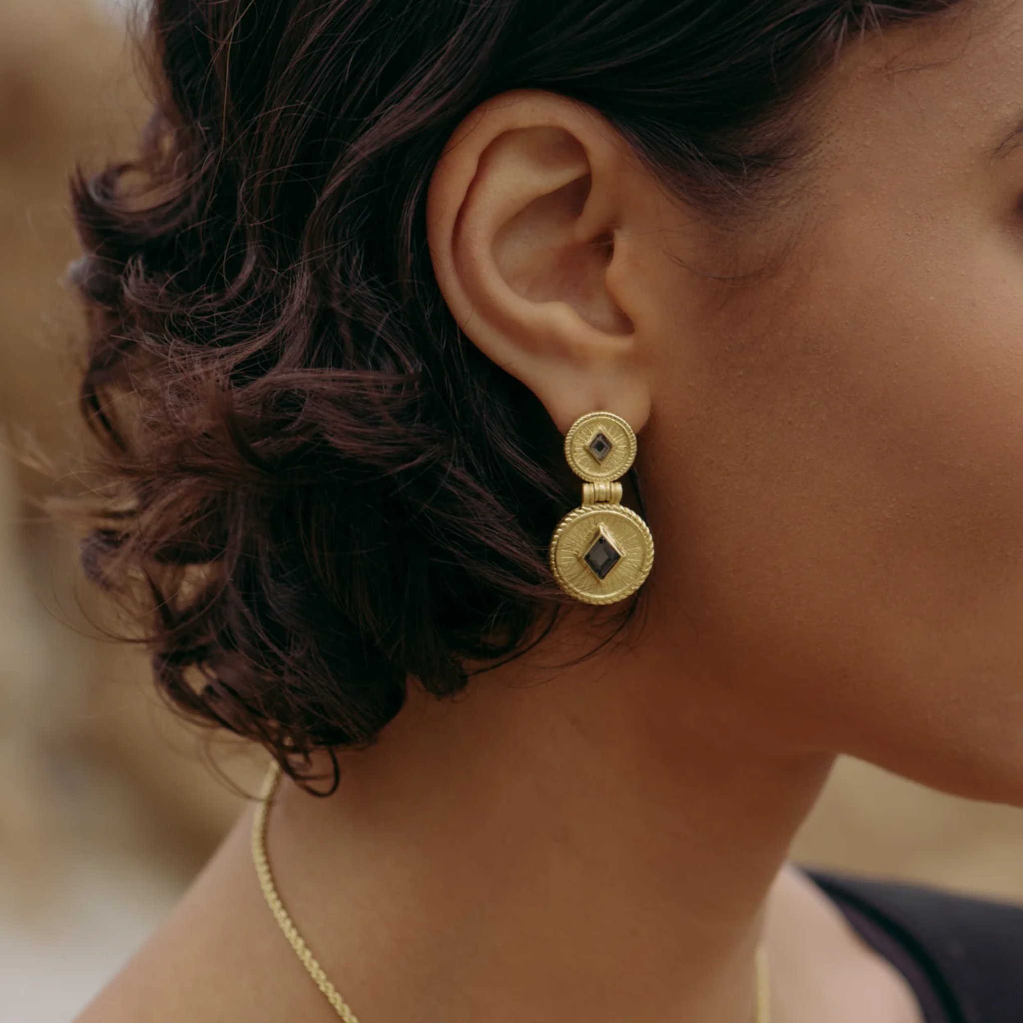 Marcia Moran jasmine earrings featuring elegant floral design with delicate gold-toned petals and hanging pearl accents.