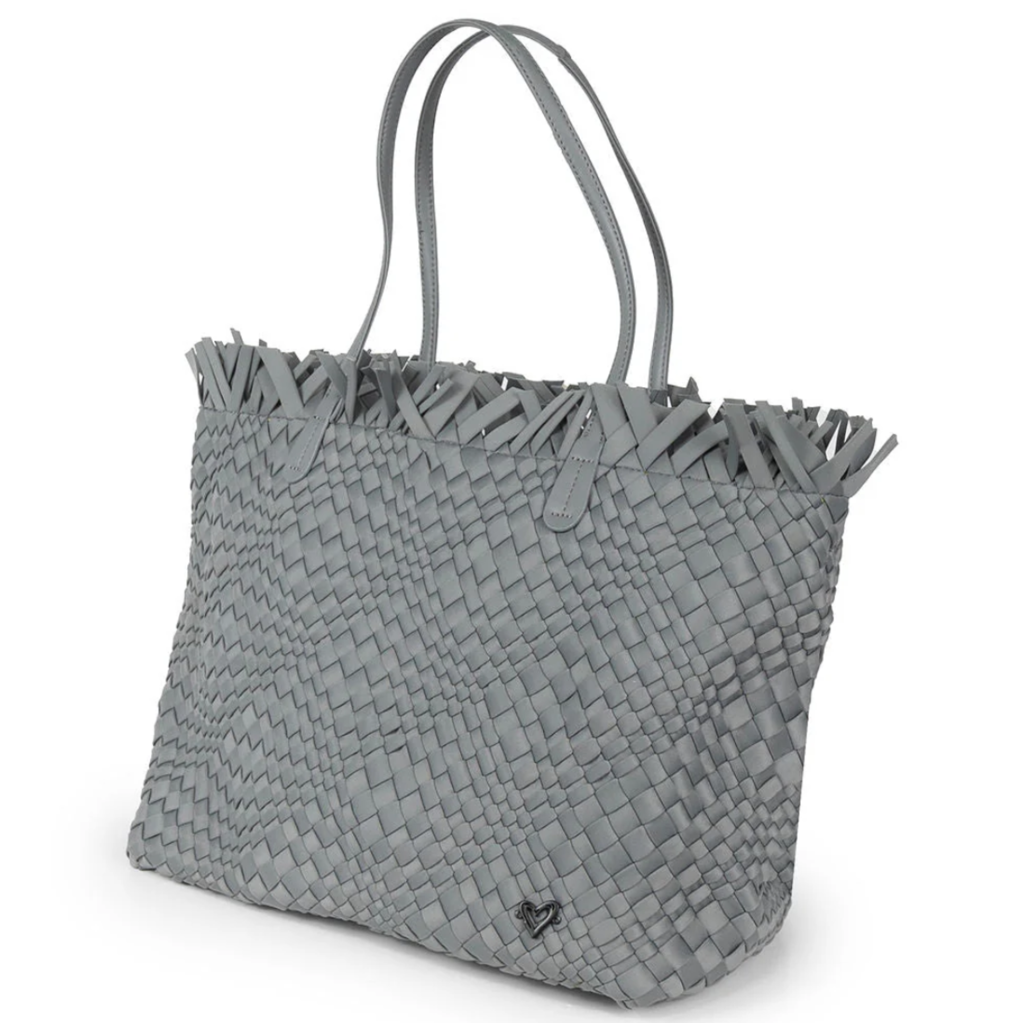 Large fringed top woven tote by prenelove, showcasing intricate patterns and spacious interior for stylish carrying.