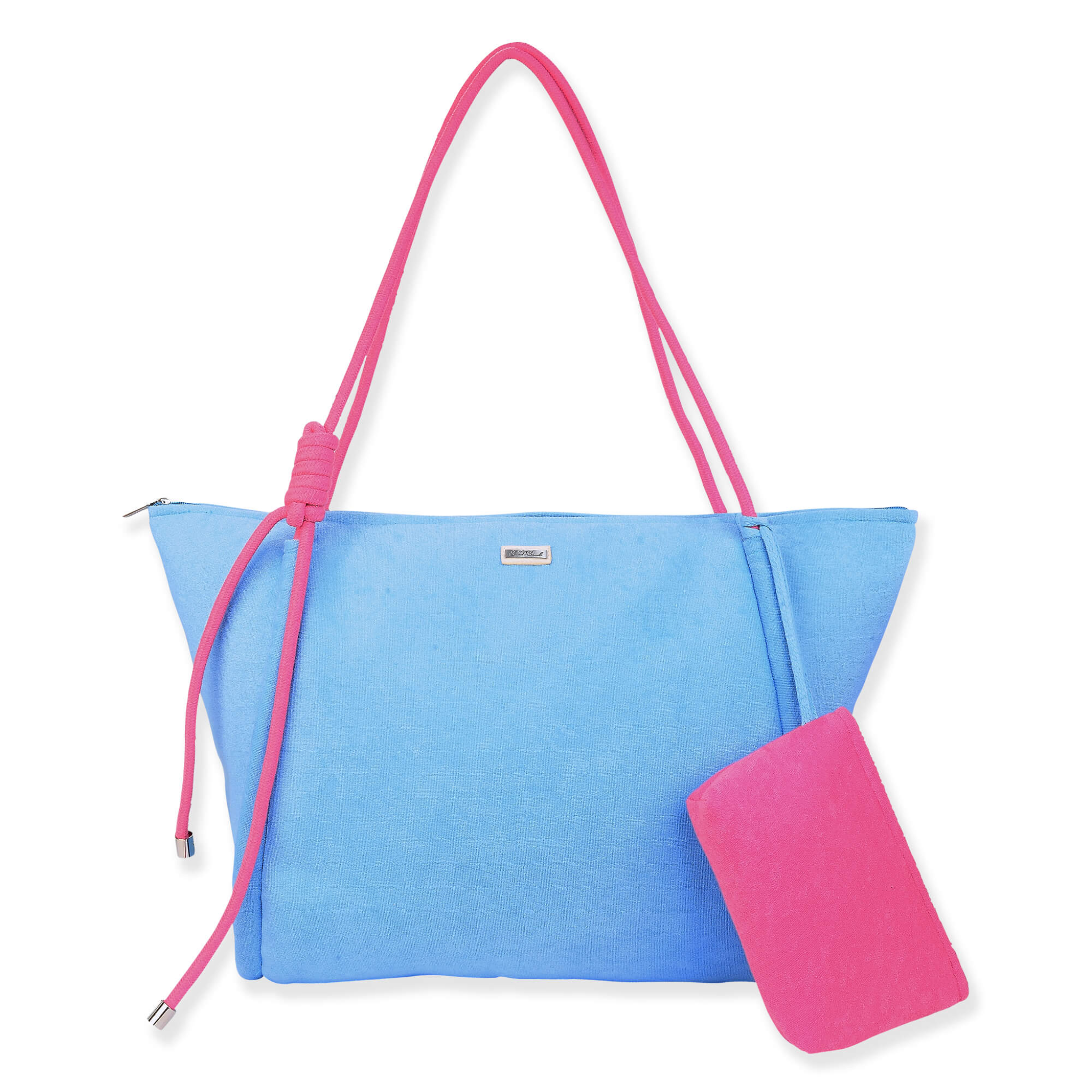 Sun n Sand Terry color-block beach bag with sturdy handles and spacious interior for carrying beach essentials.