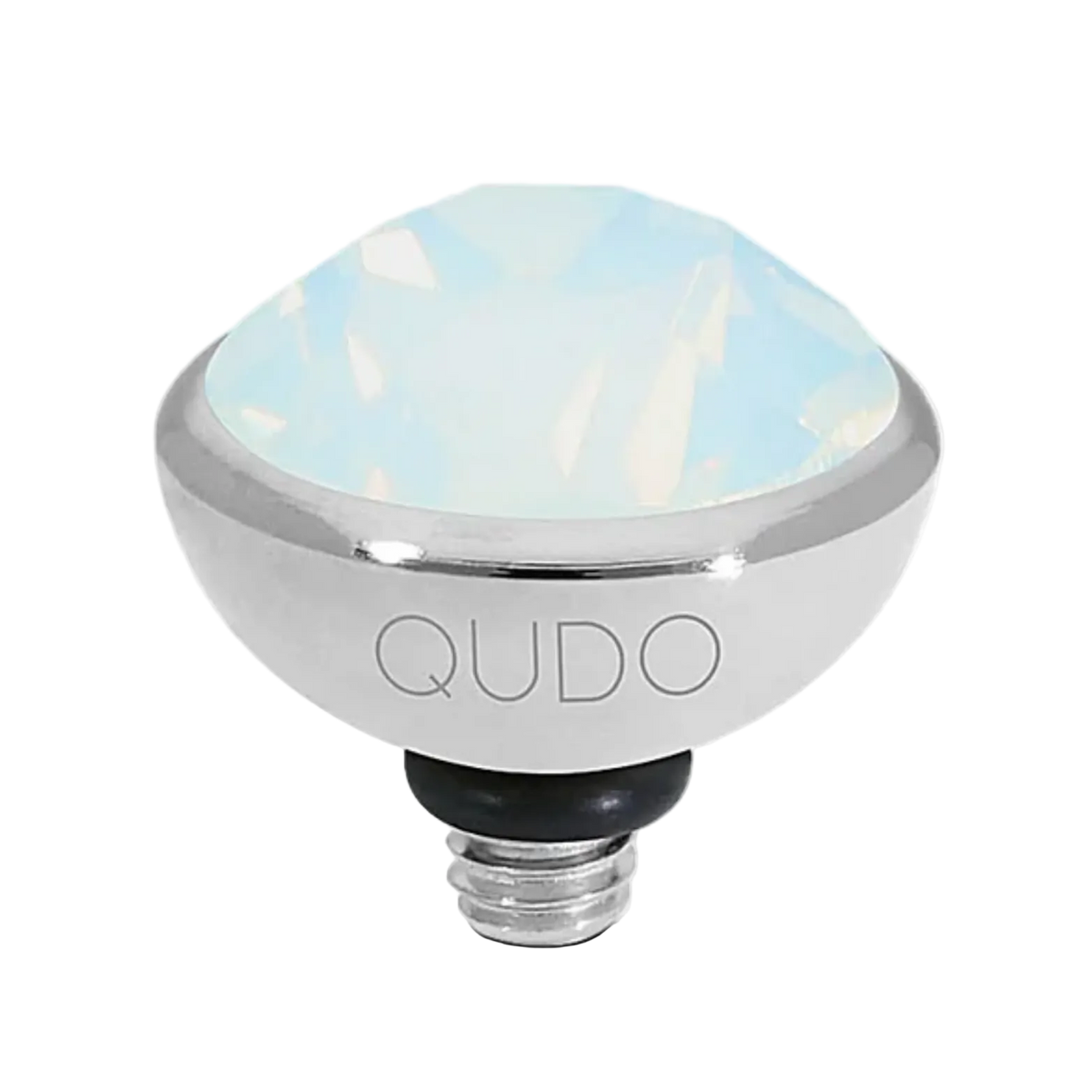 QUDO White Opal/Silver Bottone Top 10MM